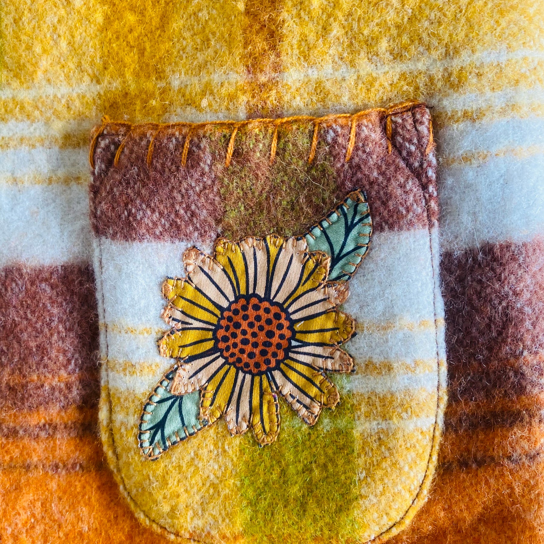 Autumn Style Vintage Wool Blanket Upcycled Vest Size 2