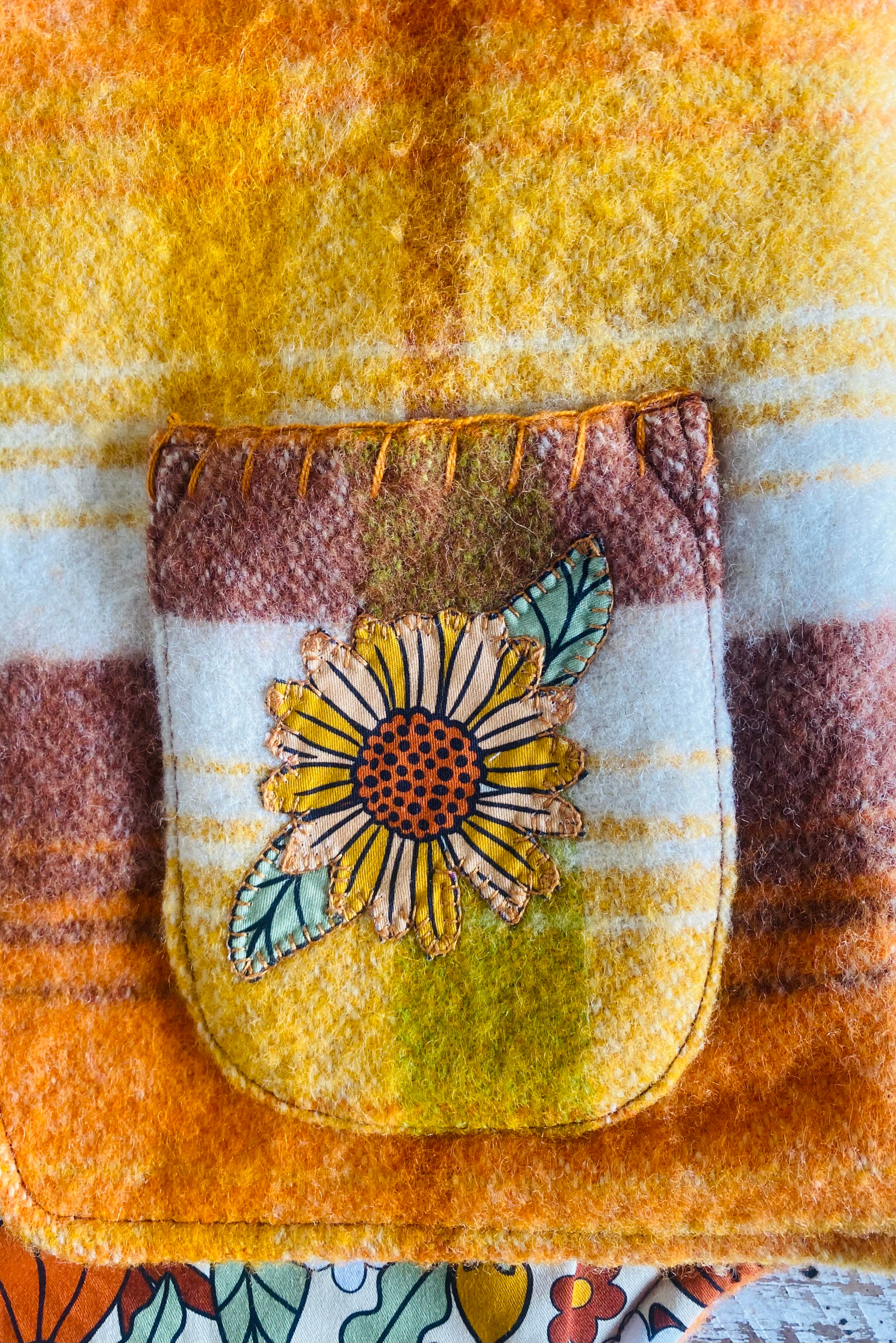 Autumn Style Vintage Wool Blanket Upcycled Vest Size 2