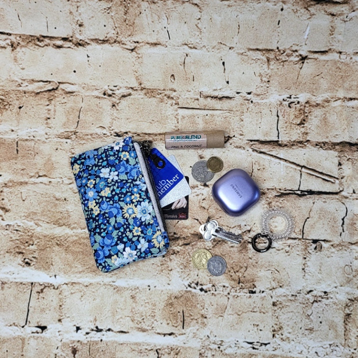 Blue Floral Double Coin Purse