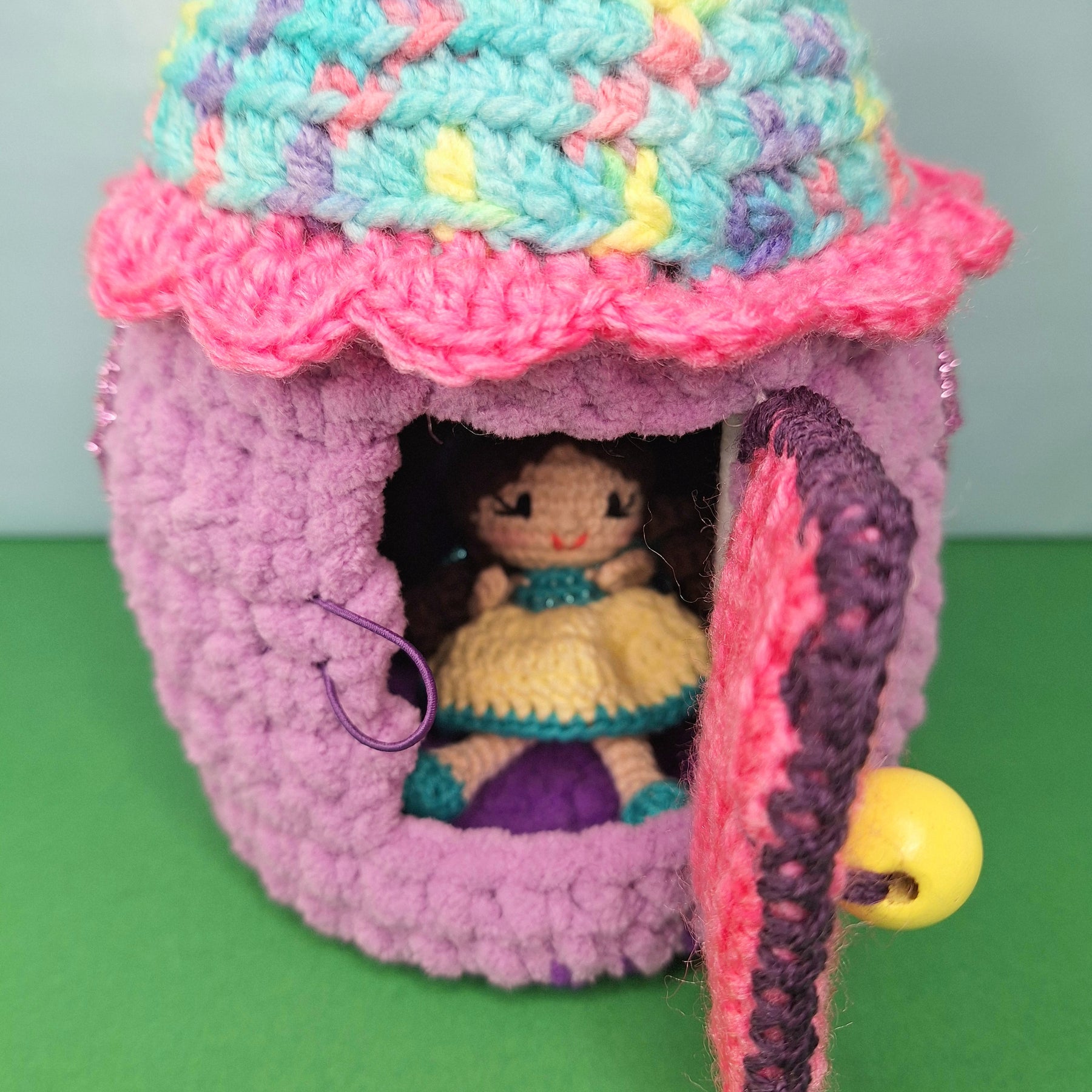Enchanted Crochet Fairy House Play Set with Two Fairies