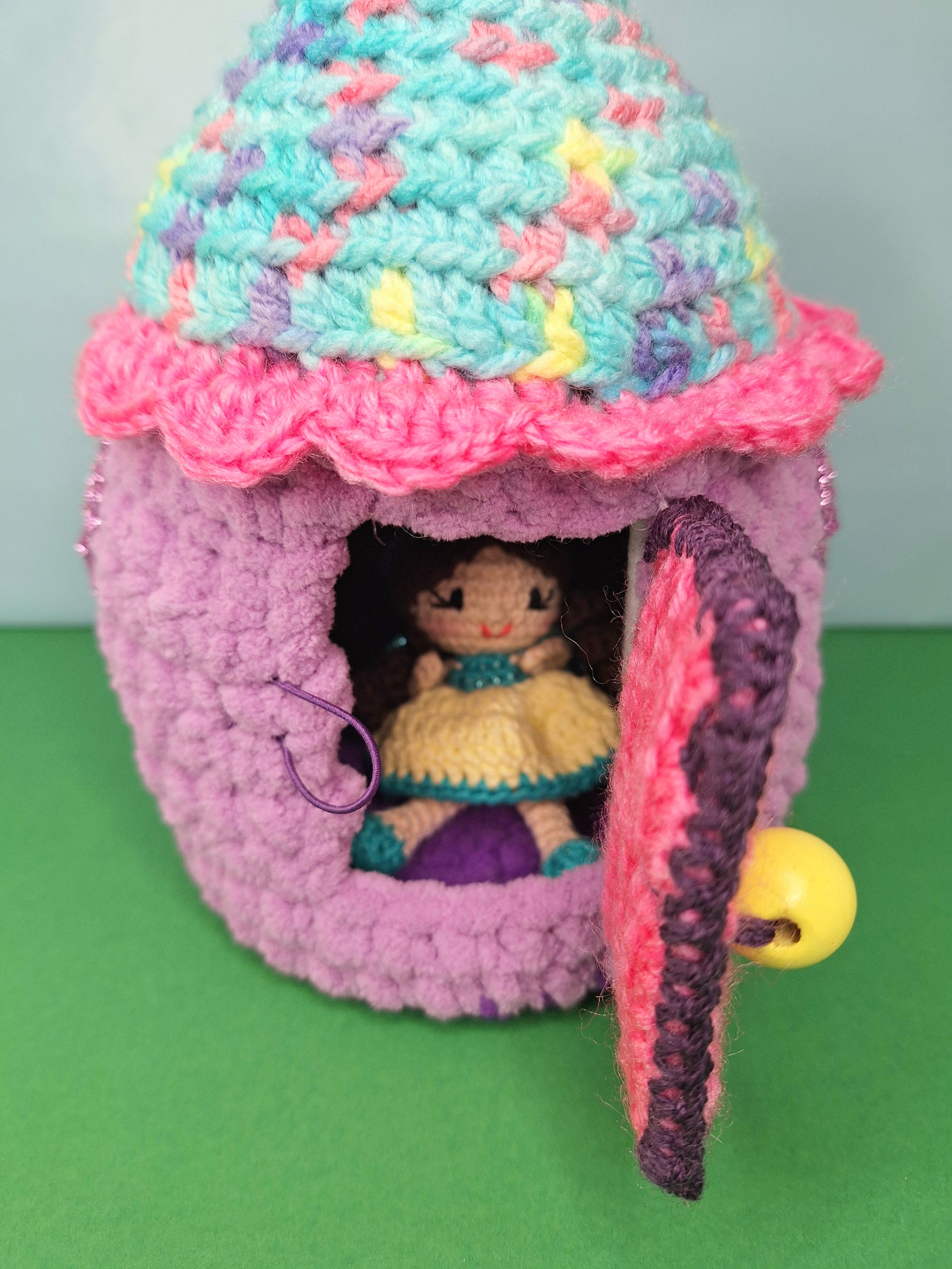 Enchanted Crochet Fairy House Play Set with Two Fairies
