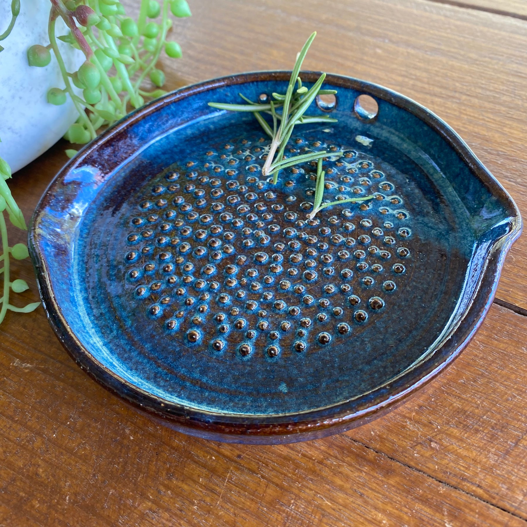 Ginger|Garlic Grater incl Stripper for Fresh Herbs|Handmade Pottery