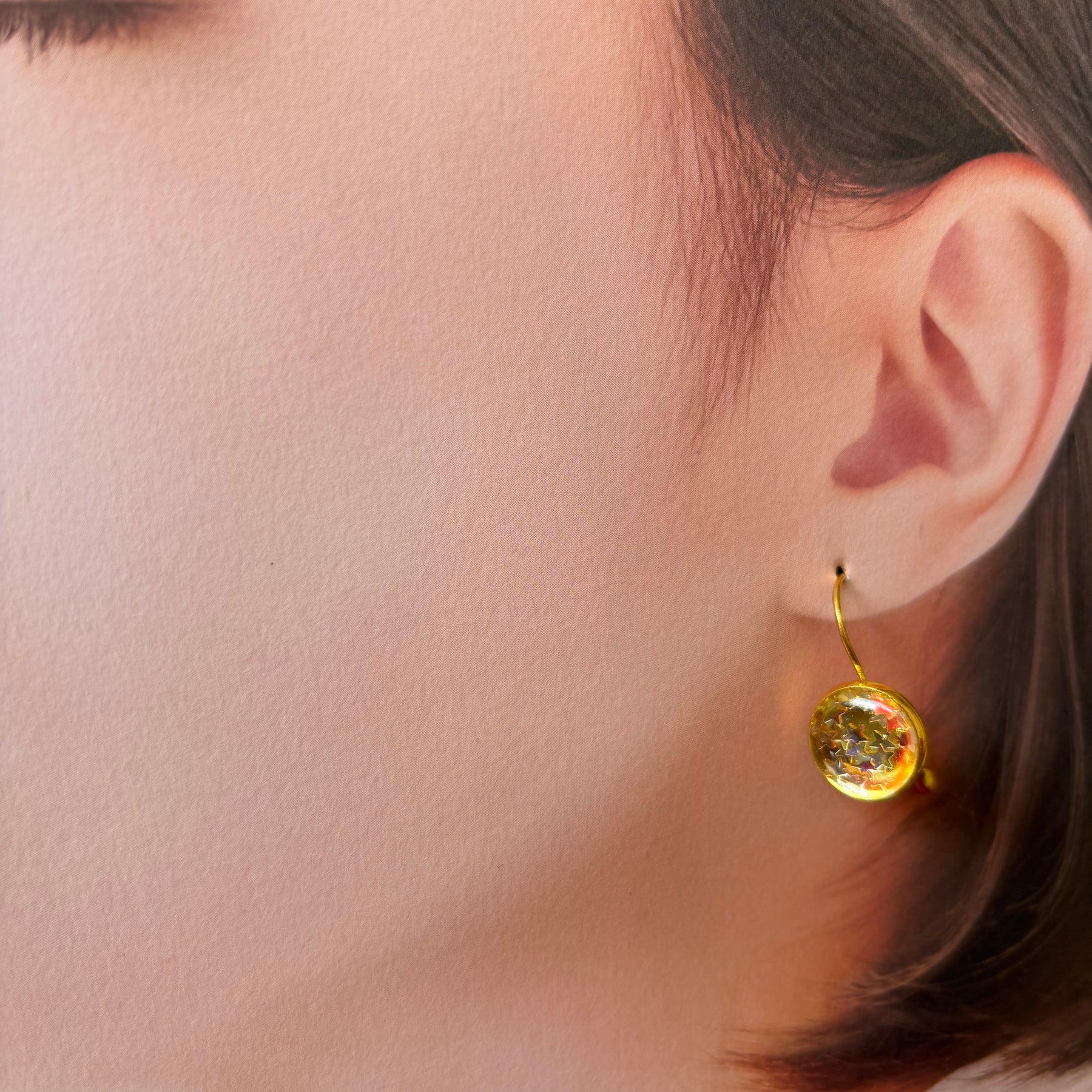Yellow Glitter Resin earrings