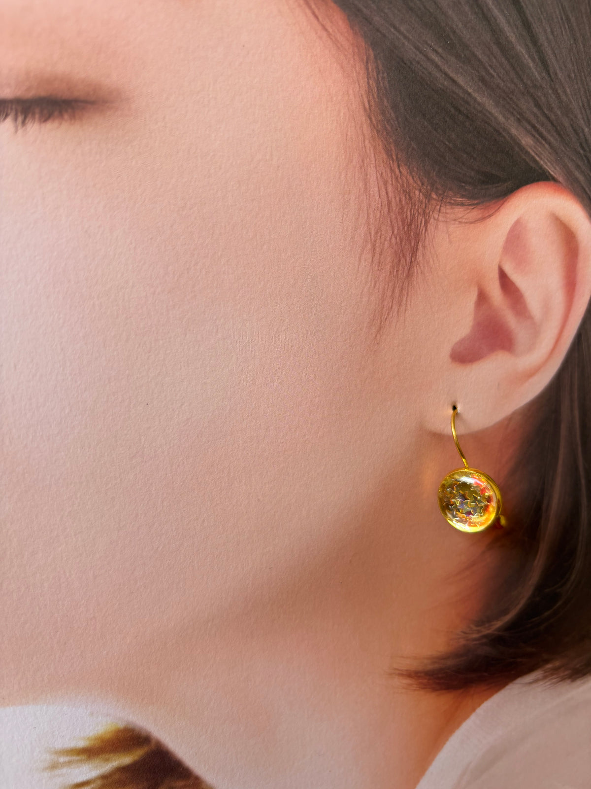 Yellow Glitter Resin earrings
