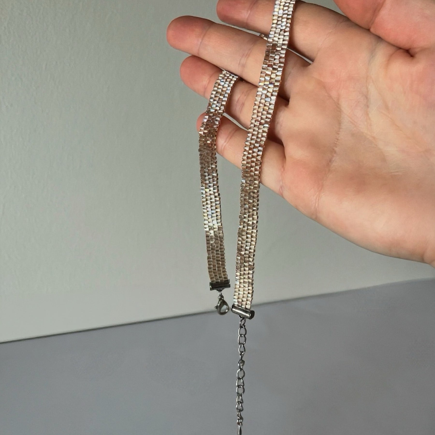 SHINE BRIGHT Necklace | beaded choker | nude beige color
