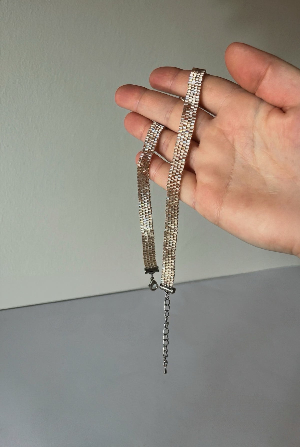 SHINE BRIGHT Necklace | beaded choker | nude beige color