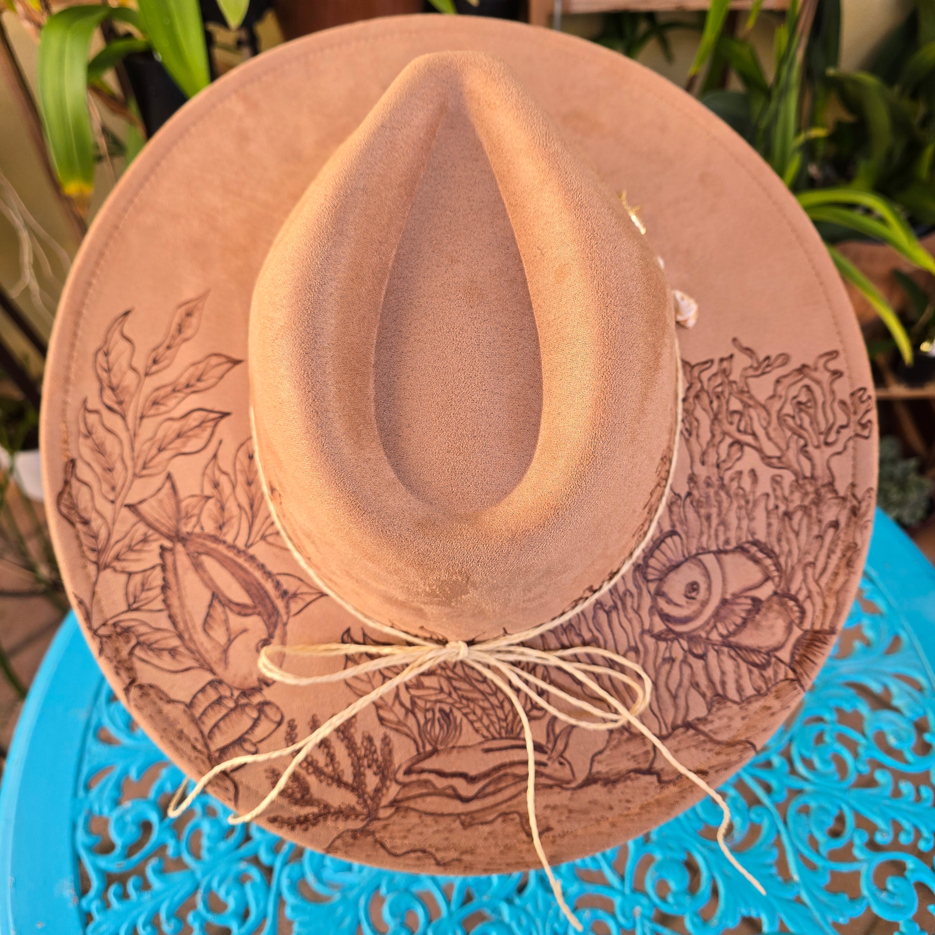 Hand Burng fedora hat : Secret garden of the sea