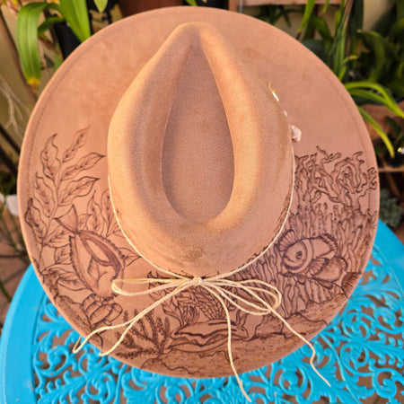 Hand Burng fedora hat : Secret garden of the sea