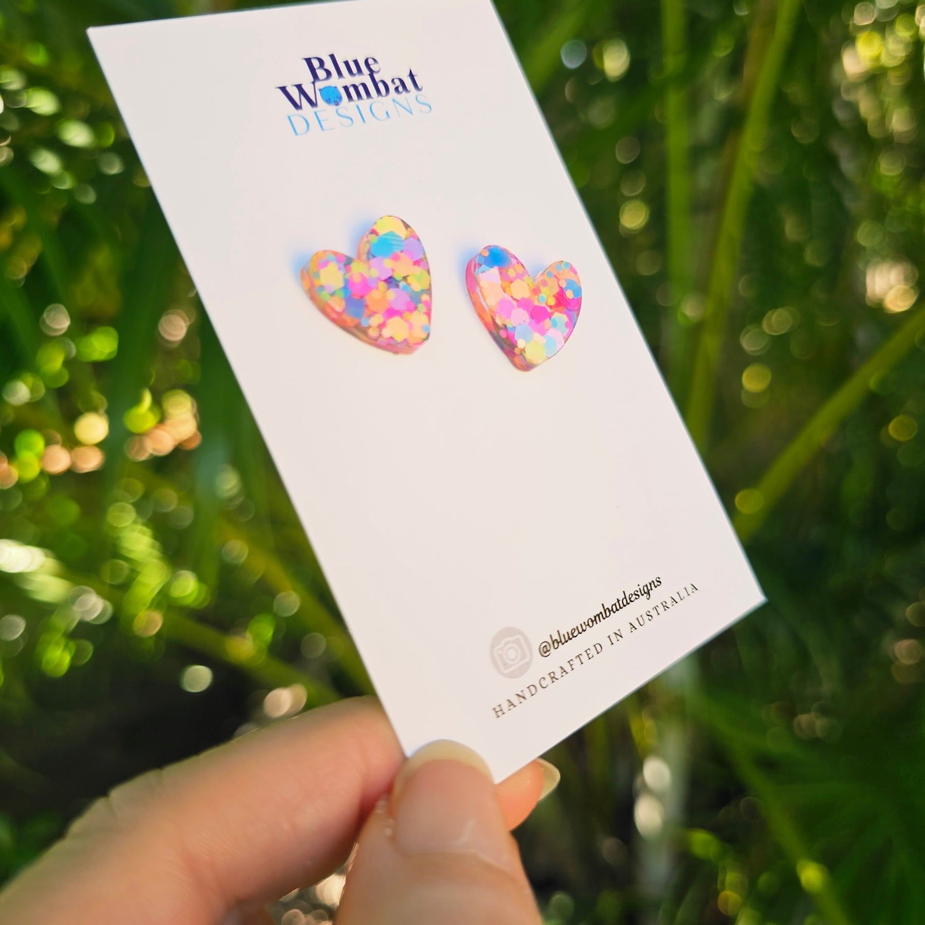Colourful Resin Love Heart Studs 16mm
