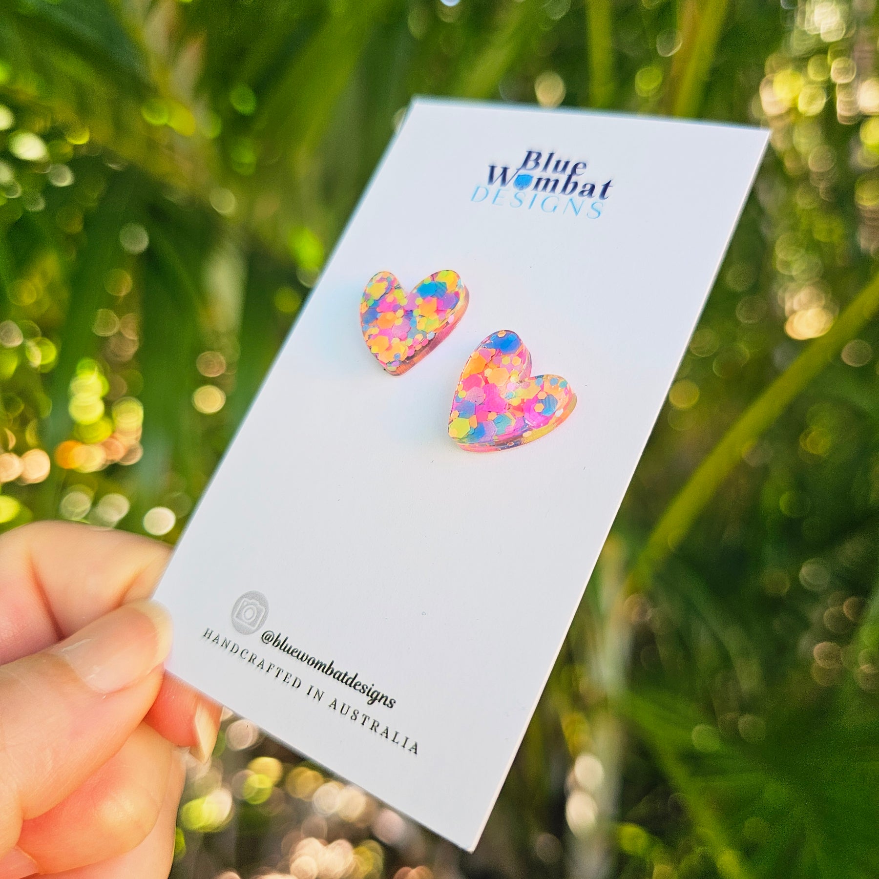 Colourful Resin Love Heart Studs 16mm