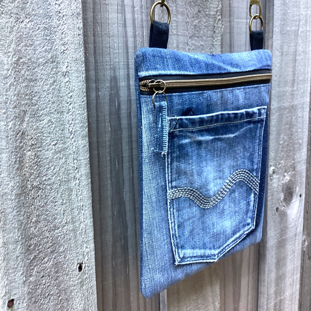 Upcycled Denim Crossbody Bag – Back Pocket