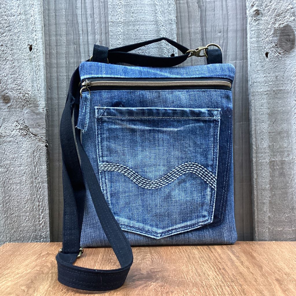Upcycled Denim Crossbody Bag – Back Pocket