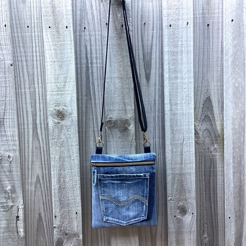 Upcycled Denim Crossbody Bag – Back Pocket