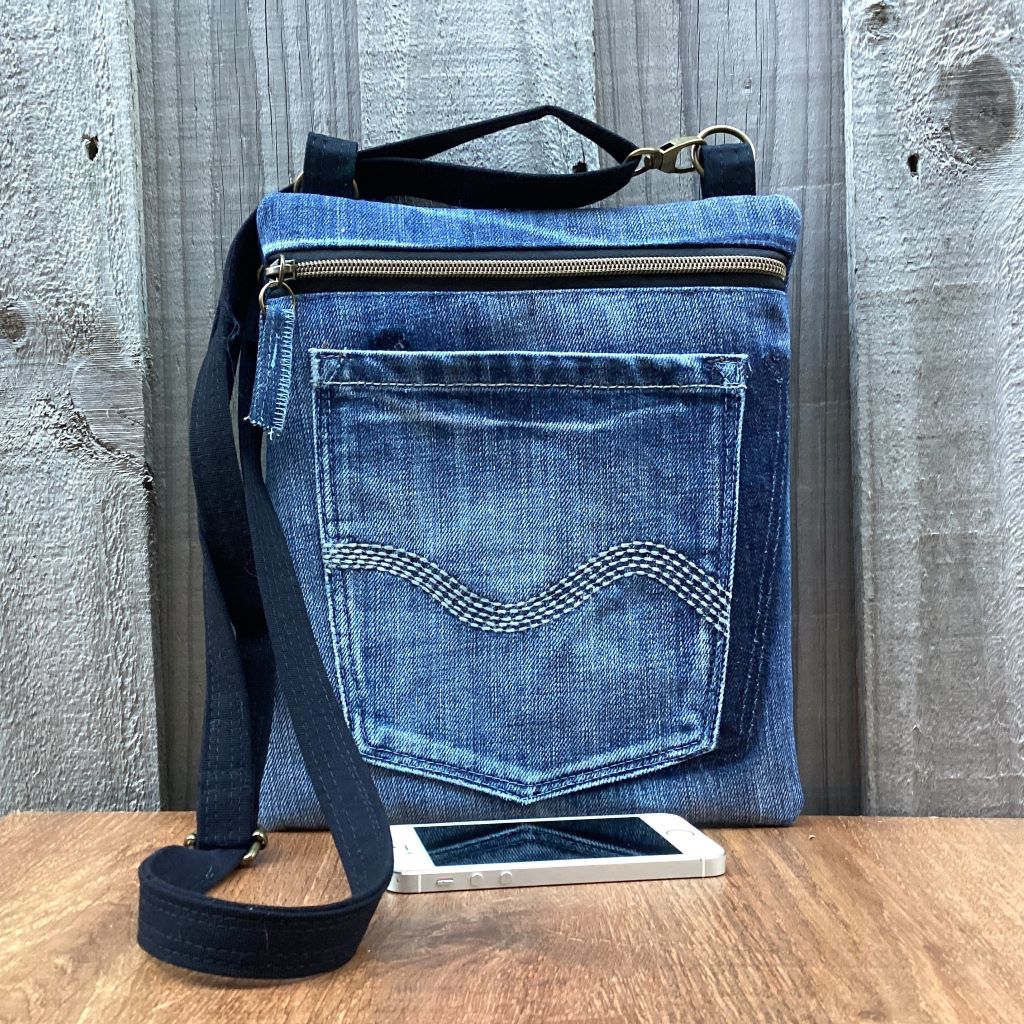 Upcycled Denim Crossbody Bag – Back Pocket