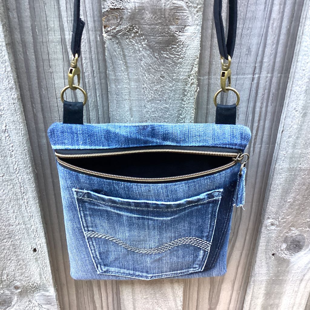 Upcycled Denim Crossbody Bag – Back Pocket