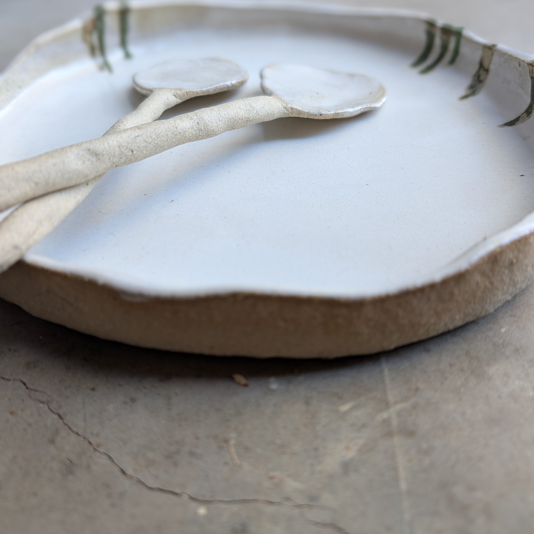 Hand-formed Ceramic Serving Bowl + Spoon set | Calming • Organic • Textural