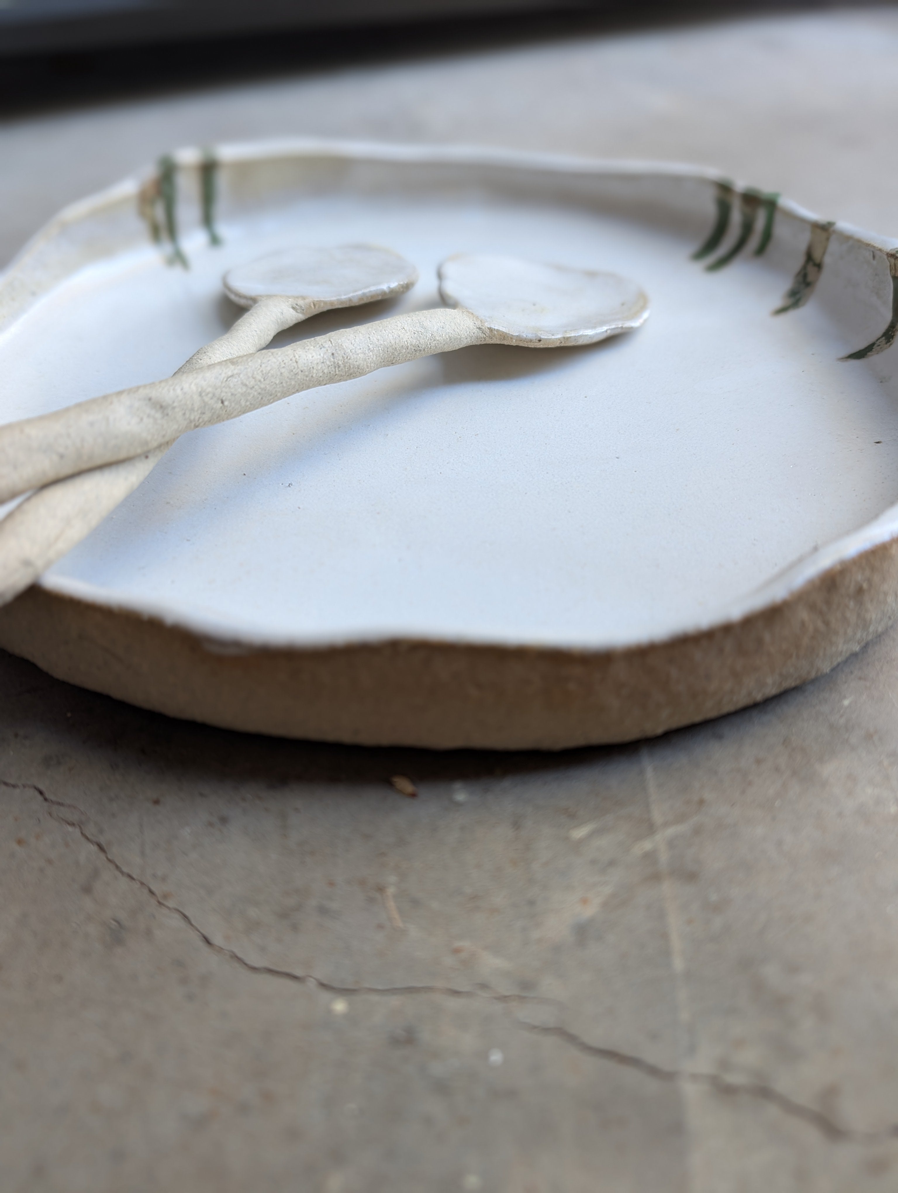 Hand-formed Ceramic Serving Bowl + Spoon set | Calming • Organic • Textural
