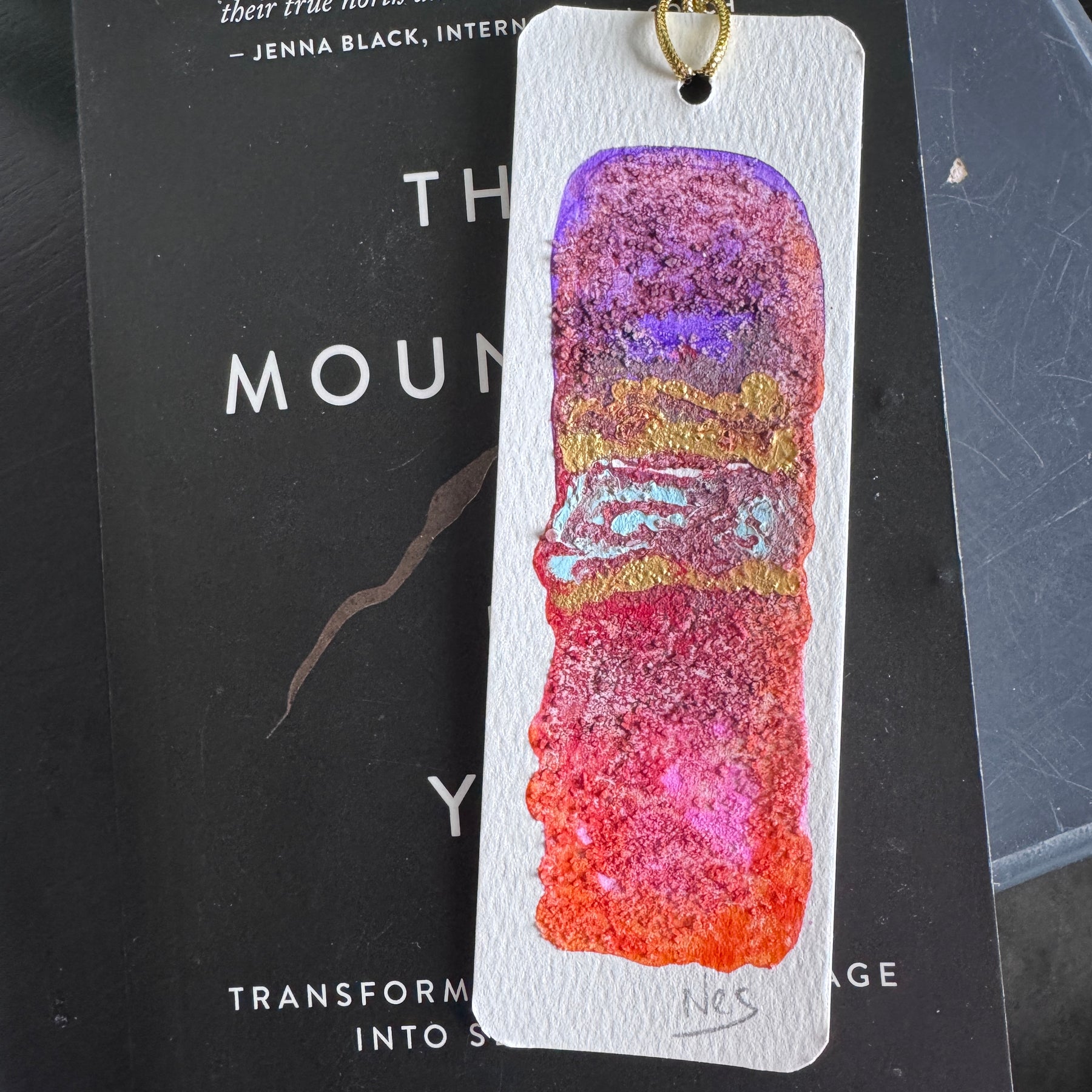 Handmade Watercolour Bookmark - Cosmic Ember