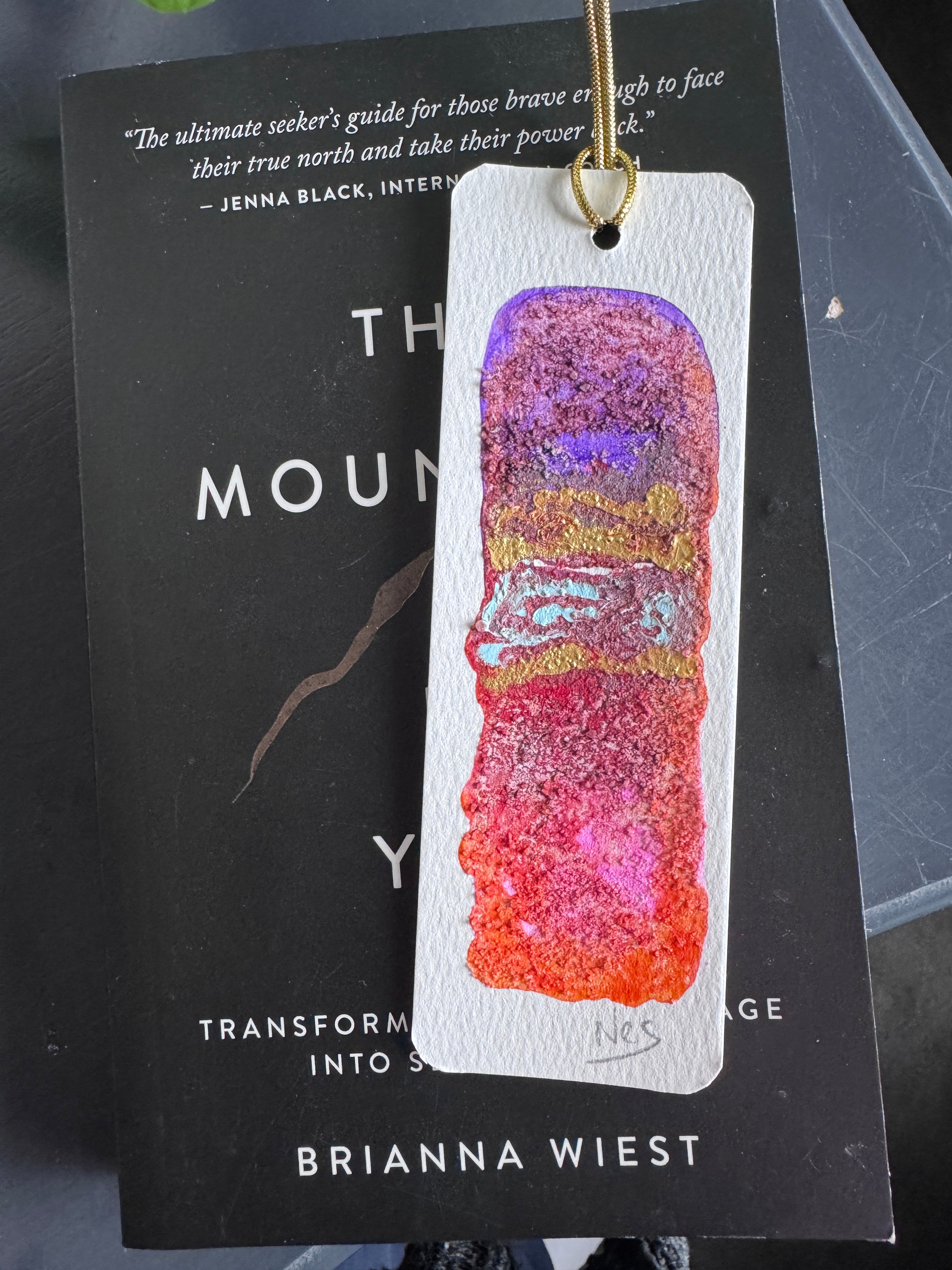 Handmade Watercolour Bookmark - Cosmic Ember