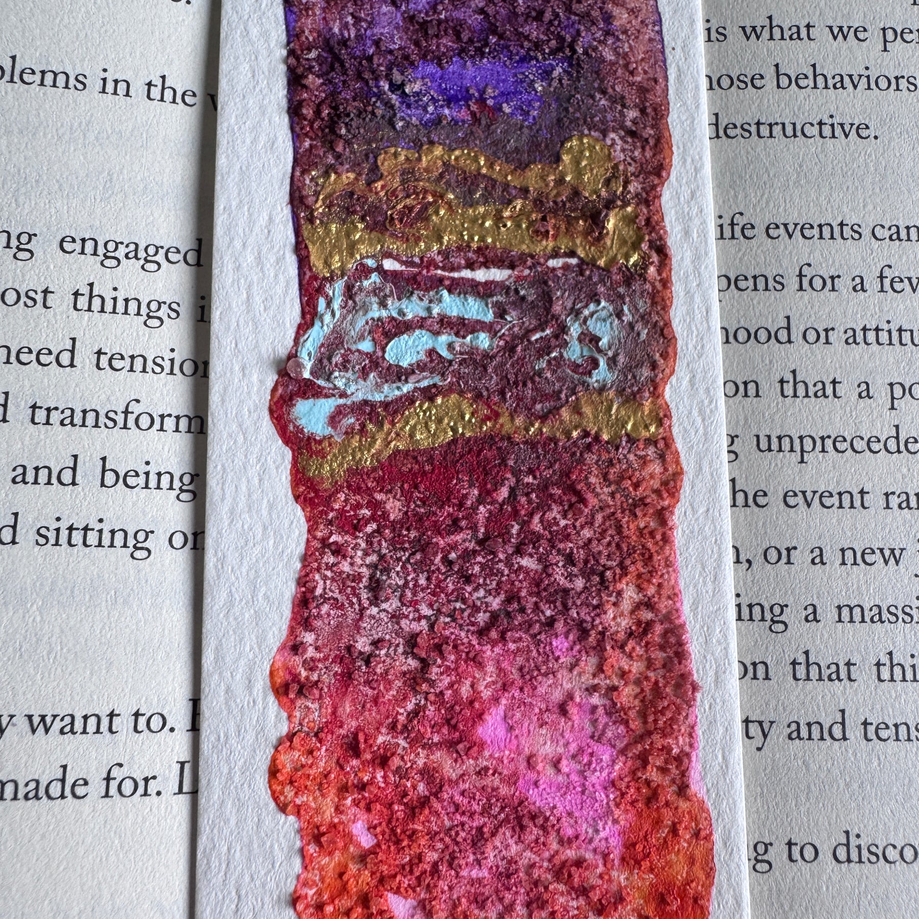 Handmade Watercolour Bookmark - Cosmic Ember