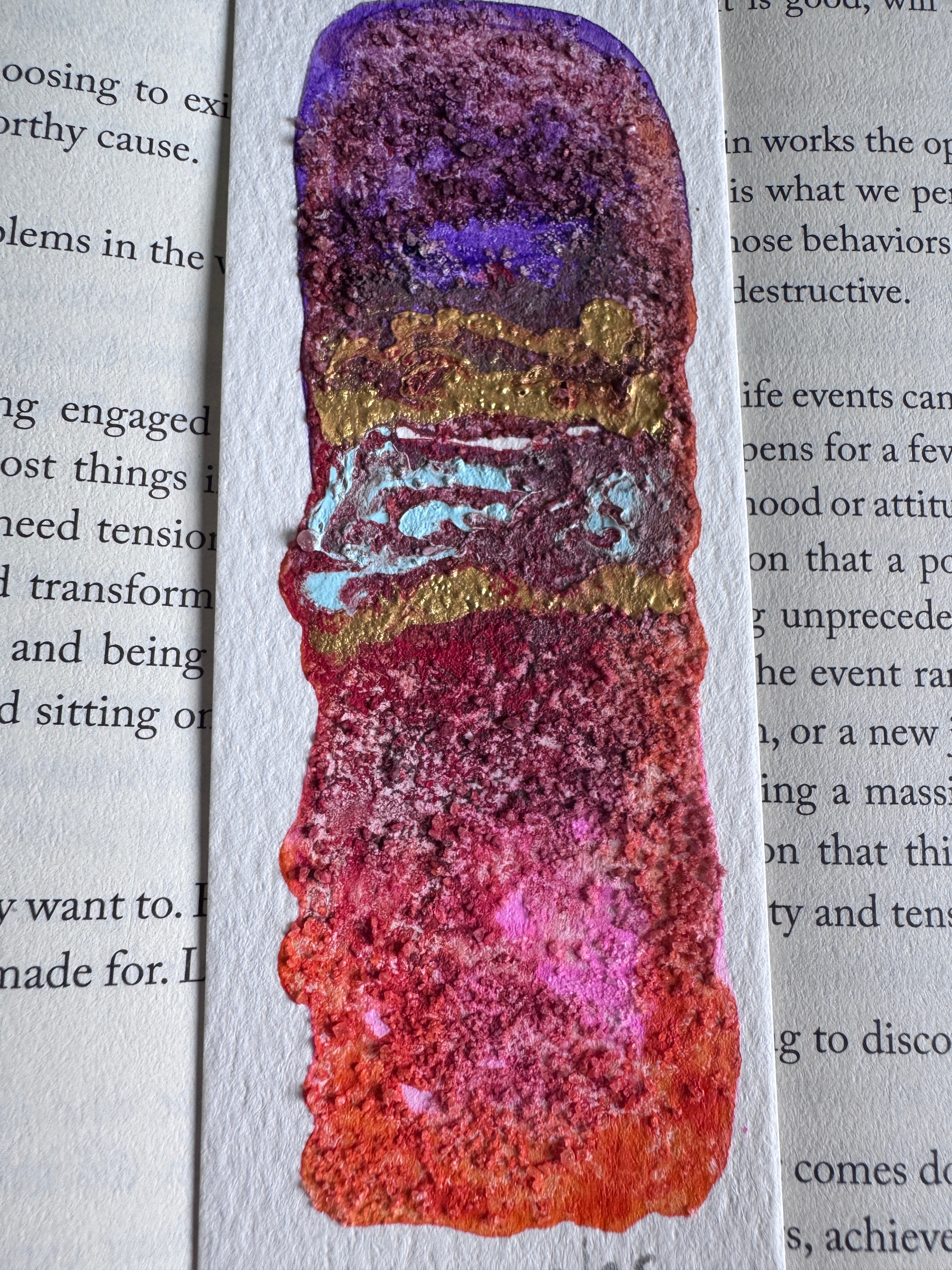 Handmade Watercolour Bookmark - Cosmic Ember
