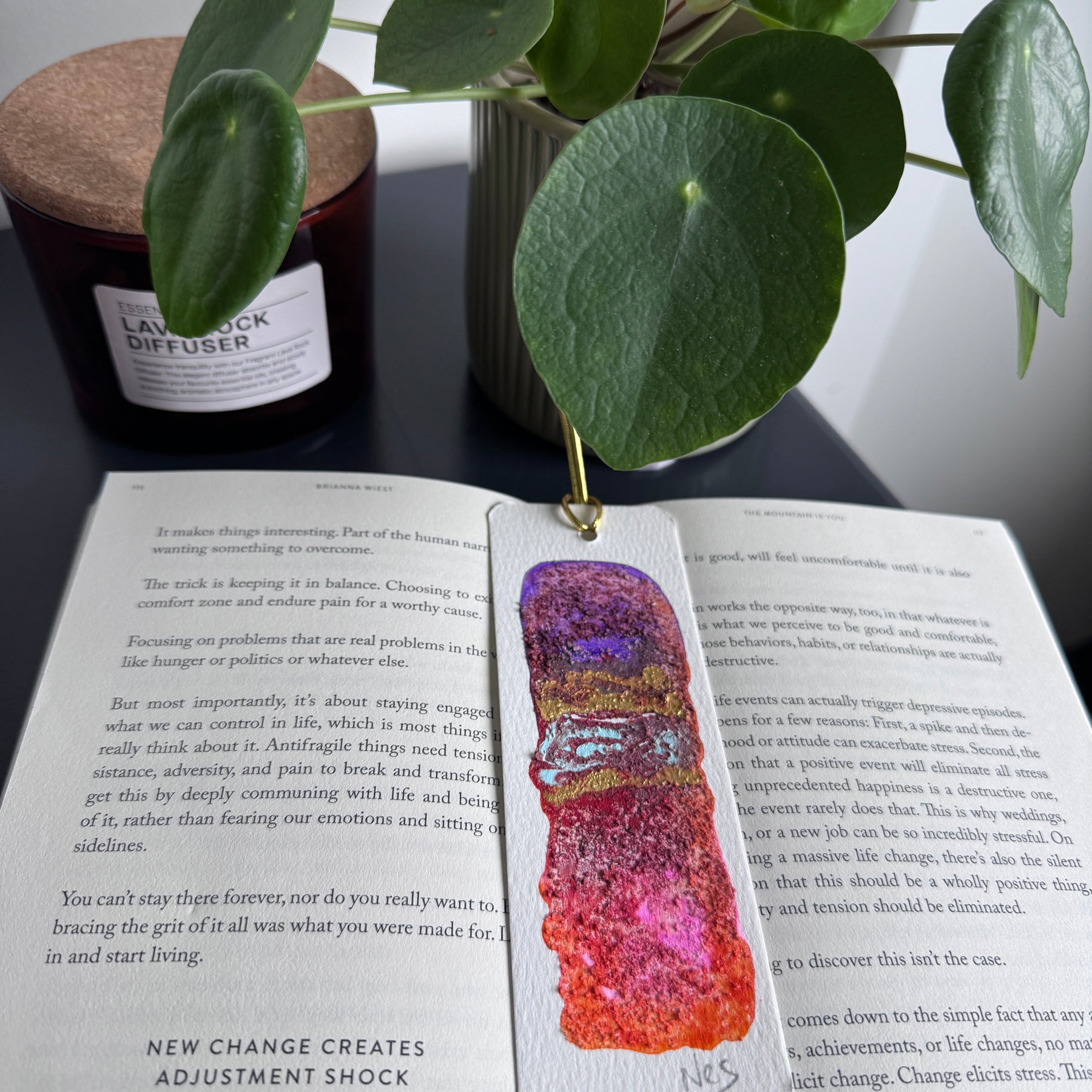 Handmade Watercolour Bookmark - Cosmic Ember