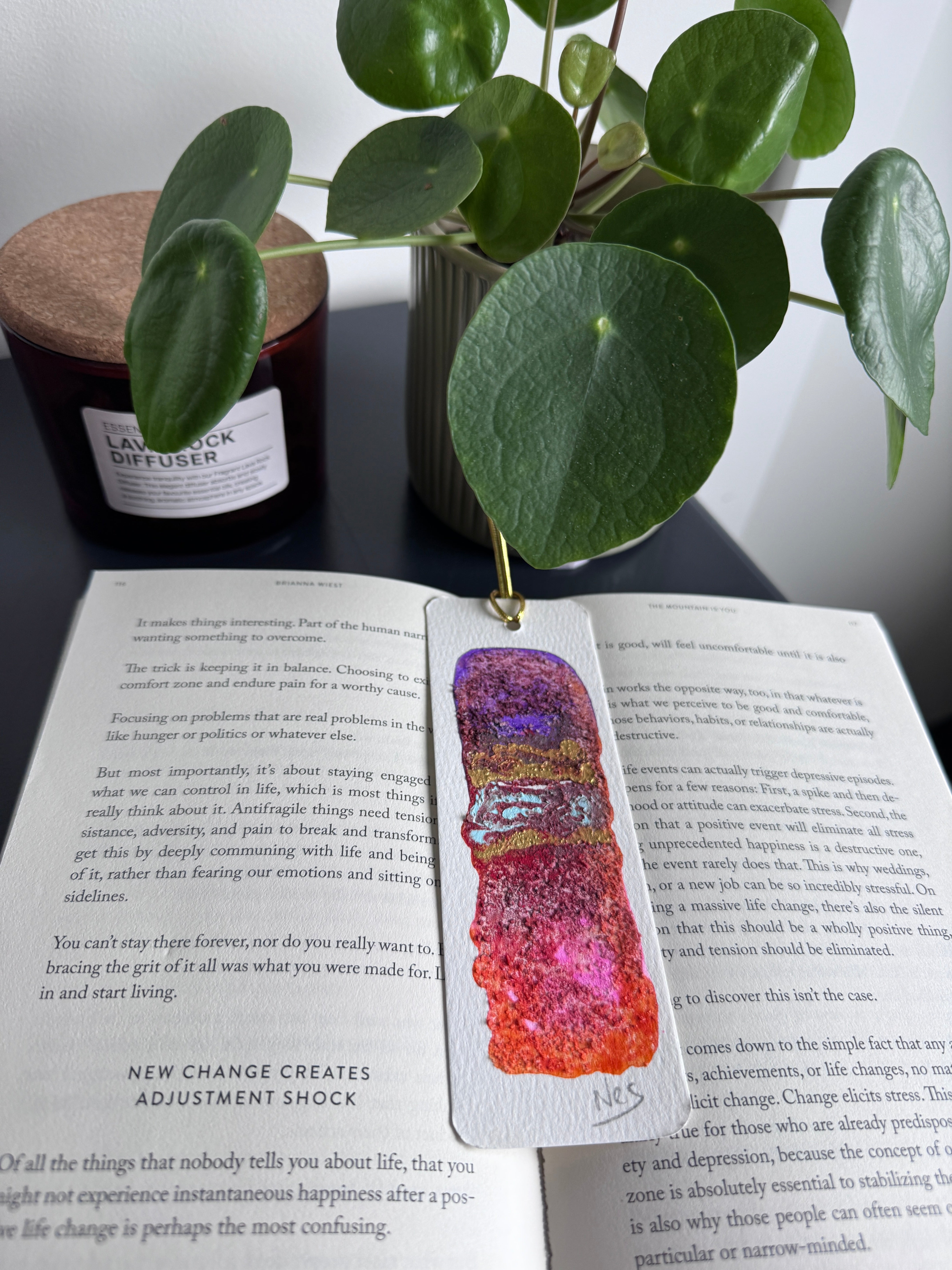 Handmade Watercolour Bookmark - Cosmic Ember