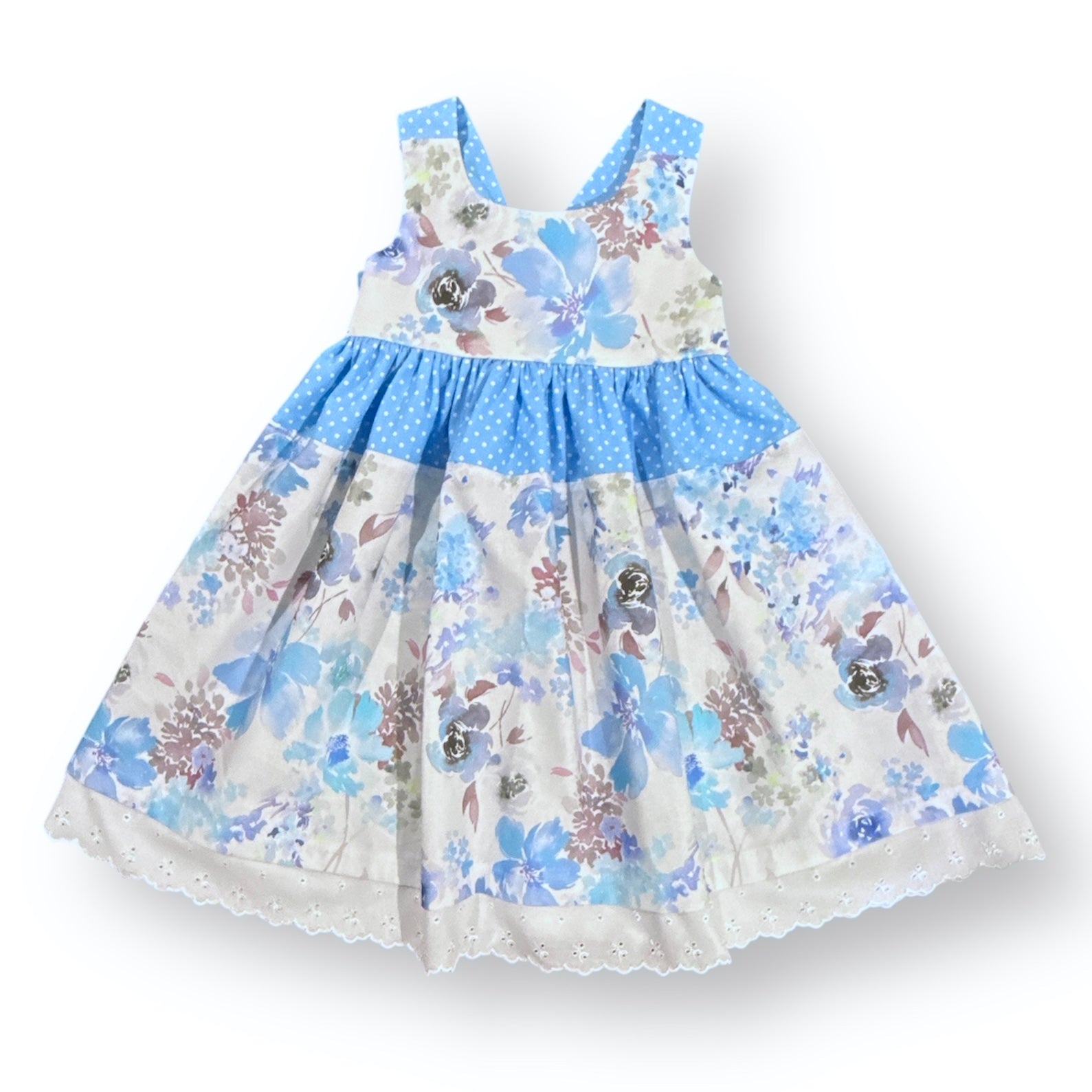 SIZE 4 LOLA Dress - Blue watercolour floral