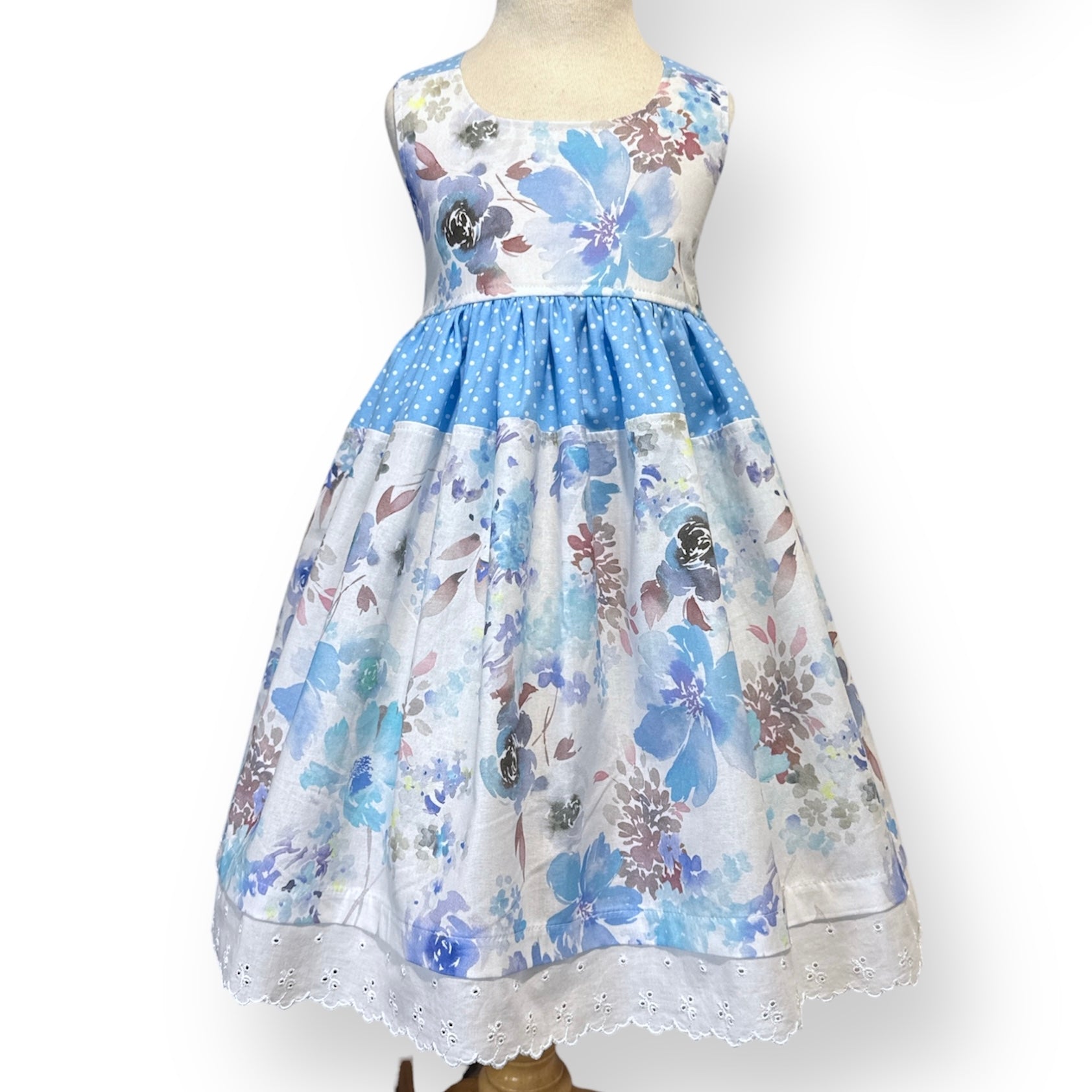 SIZE 4 LOLA Dress - Blue watercolour floral
