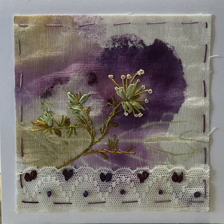 Abstract hand embroidered greeting card