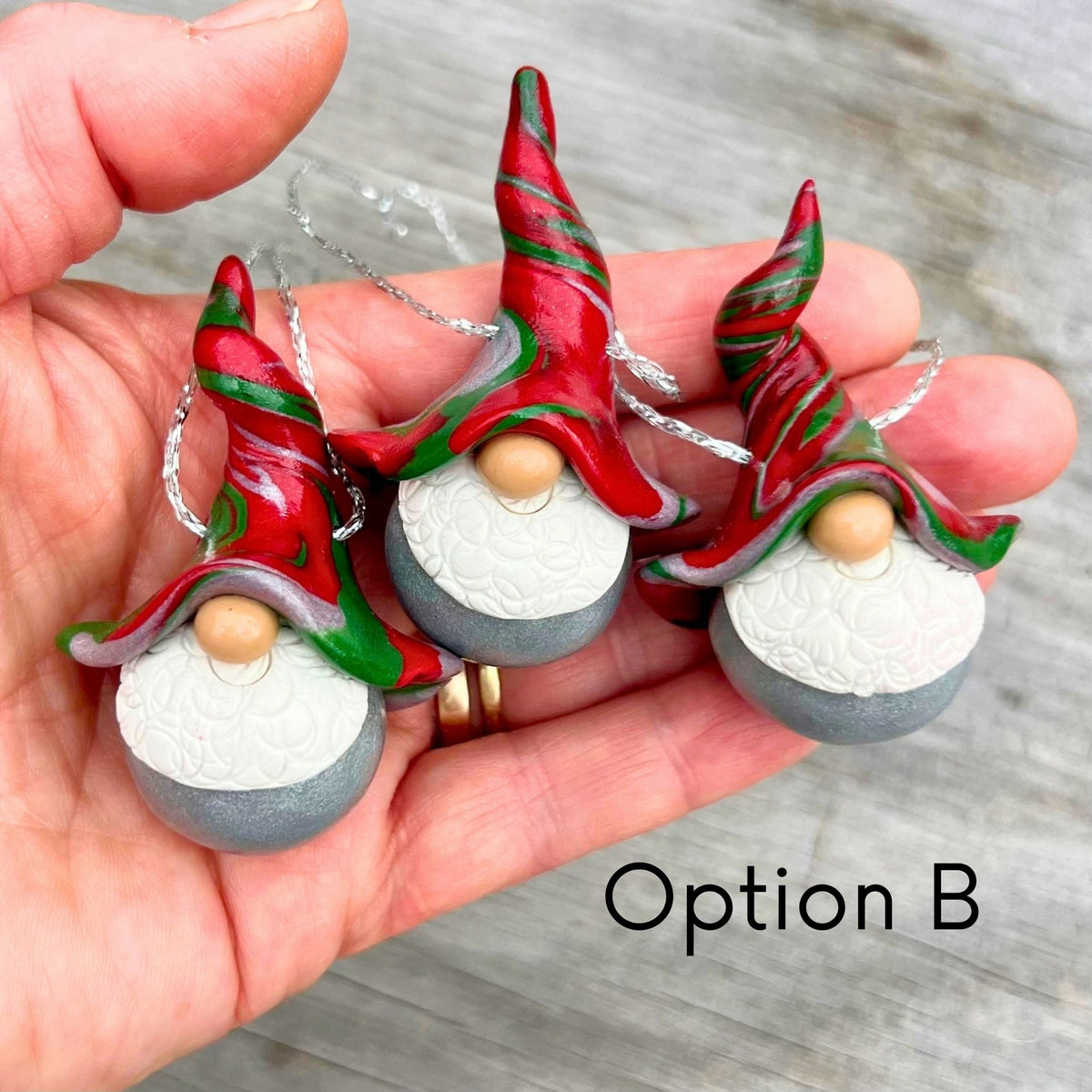 Whimsical Gnome Christmas bauble trio - Silver