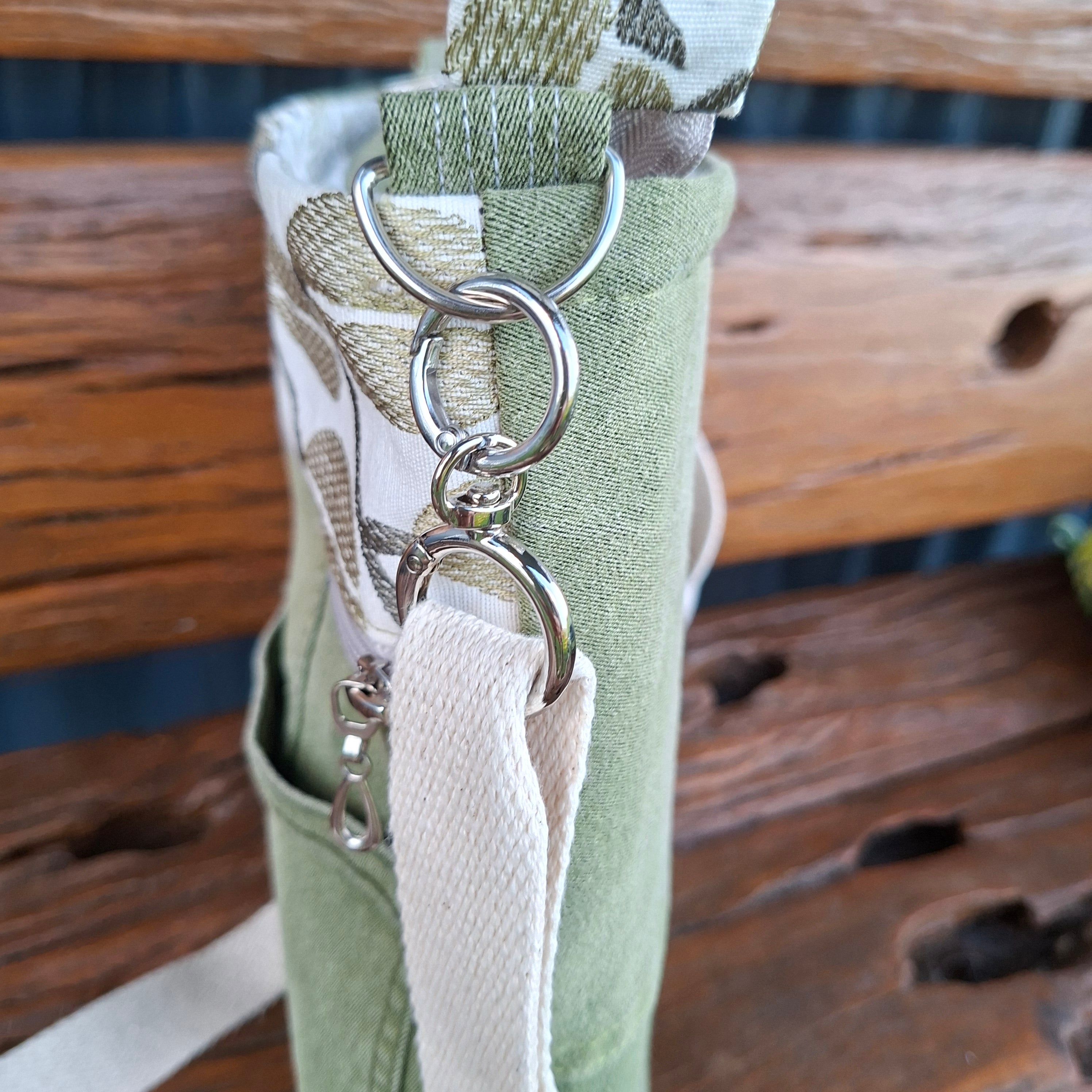 Upcycled Sage Green and Linen Blend Unisex Crossbody Bag & Matching Tiny Pouch