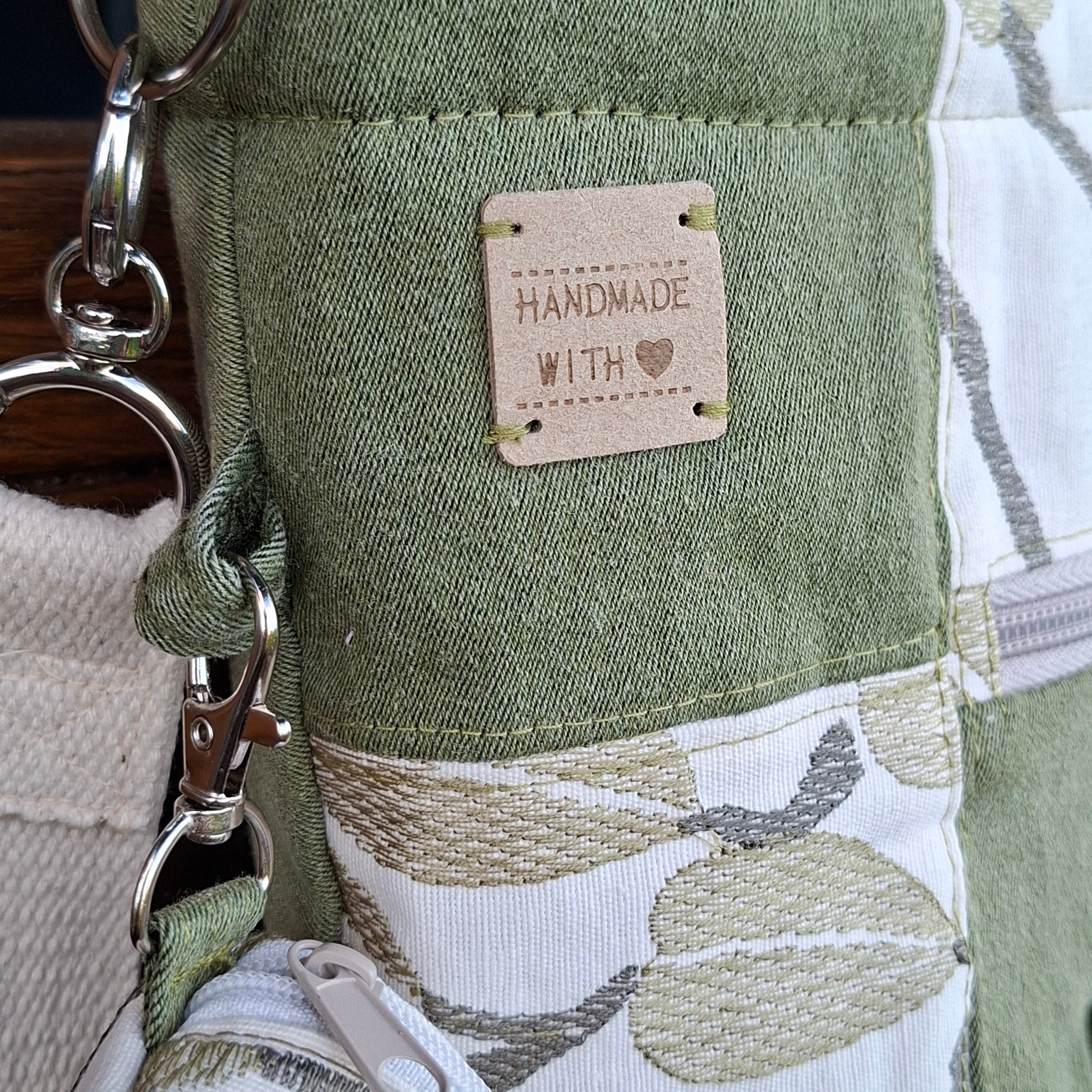Upcycled Sage Green and Linen Blend Unisex Crossbody Bag & Matching Tiny Pouch
