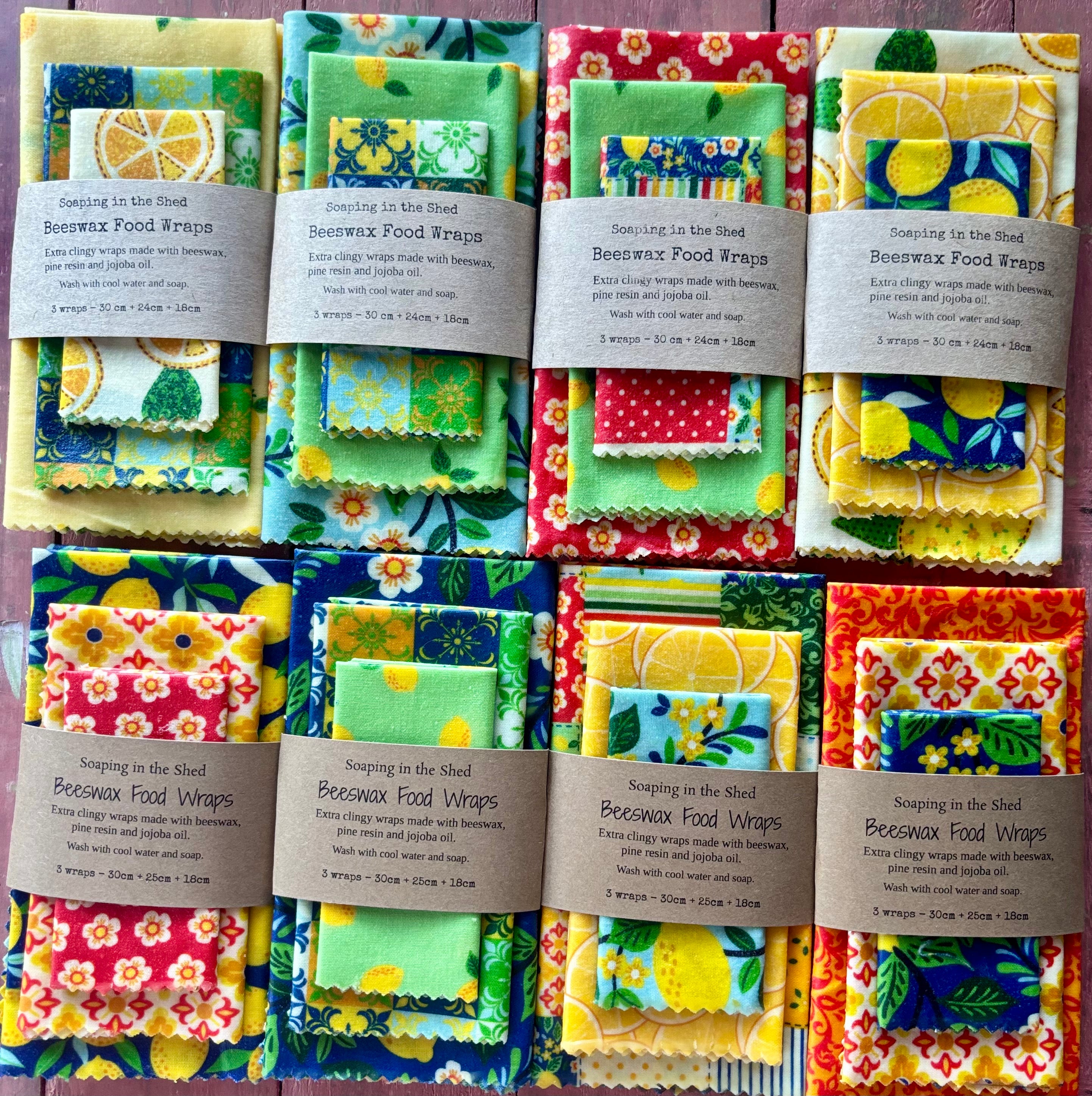 Beeswax Food Wraps - pack of 3.