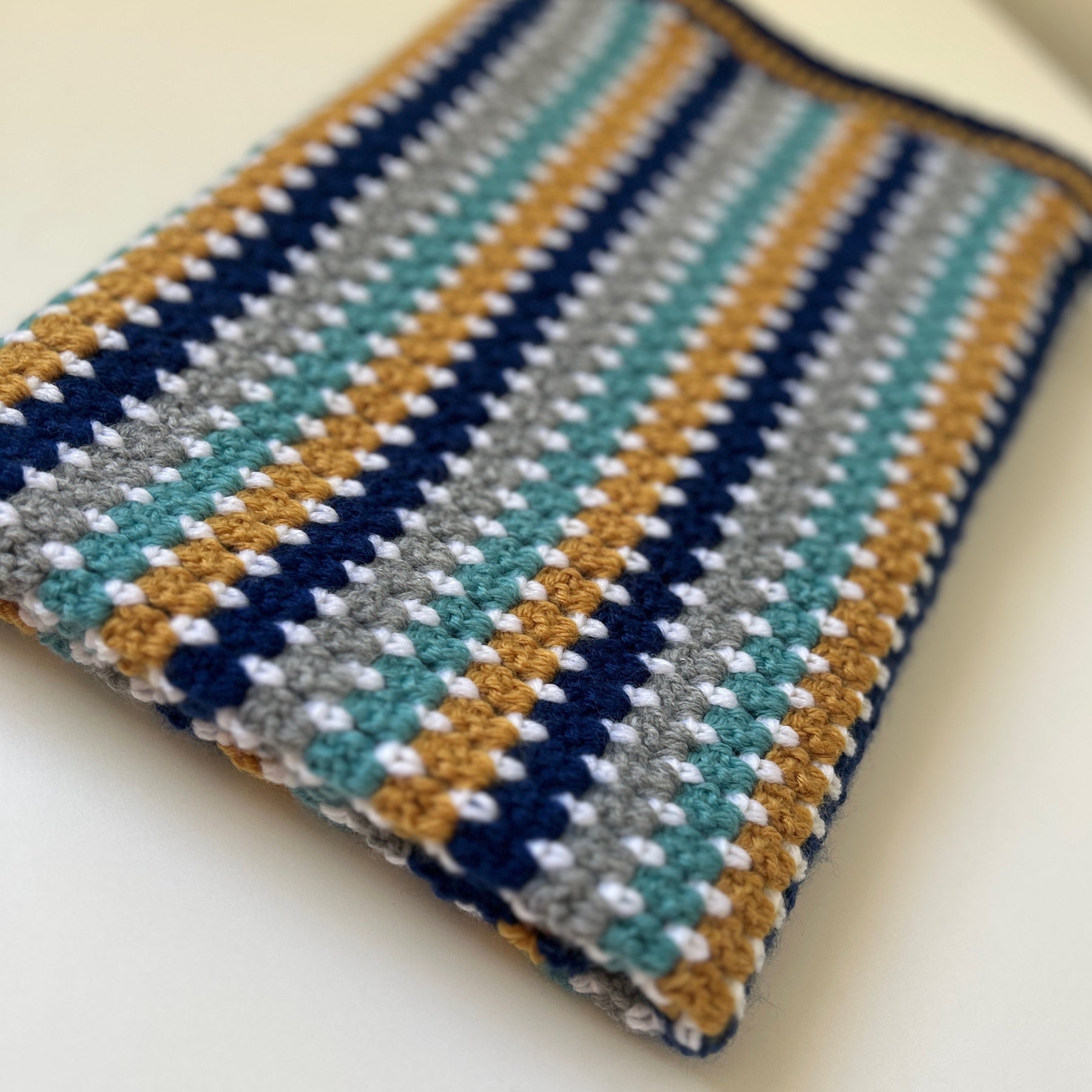 Little Adventurer – Handmade Crochet Baby Blanket | Navy, Sage, Grey & Mustard, Gender Neutral Baby Gift