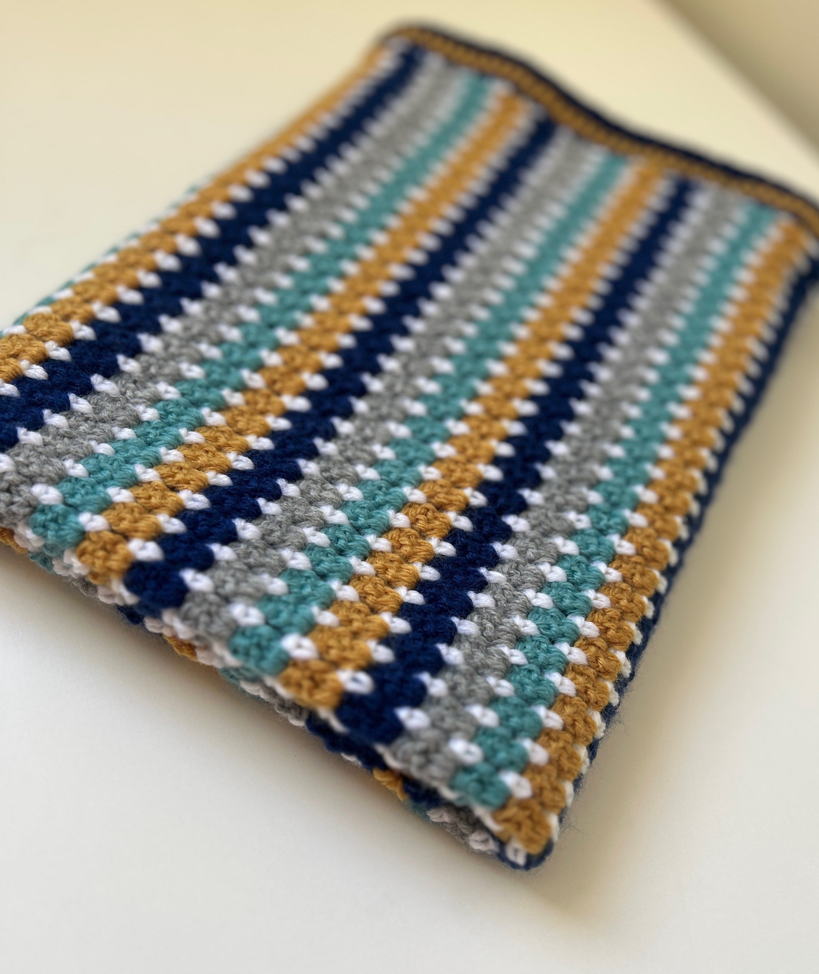 Little Adventurer – Handmade Crochet Baby Blanket | Navy, Sage, Grey & Mustard, Gender Neutral Baby Gift