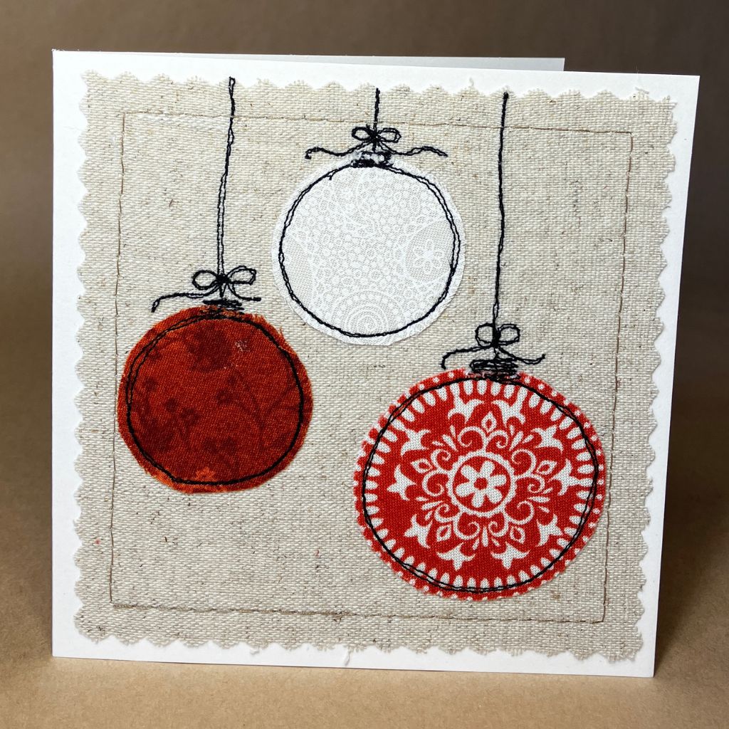 Handmade Fabric Christmas Card & Envelope| 13cm x 13cm | Blank inside