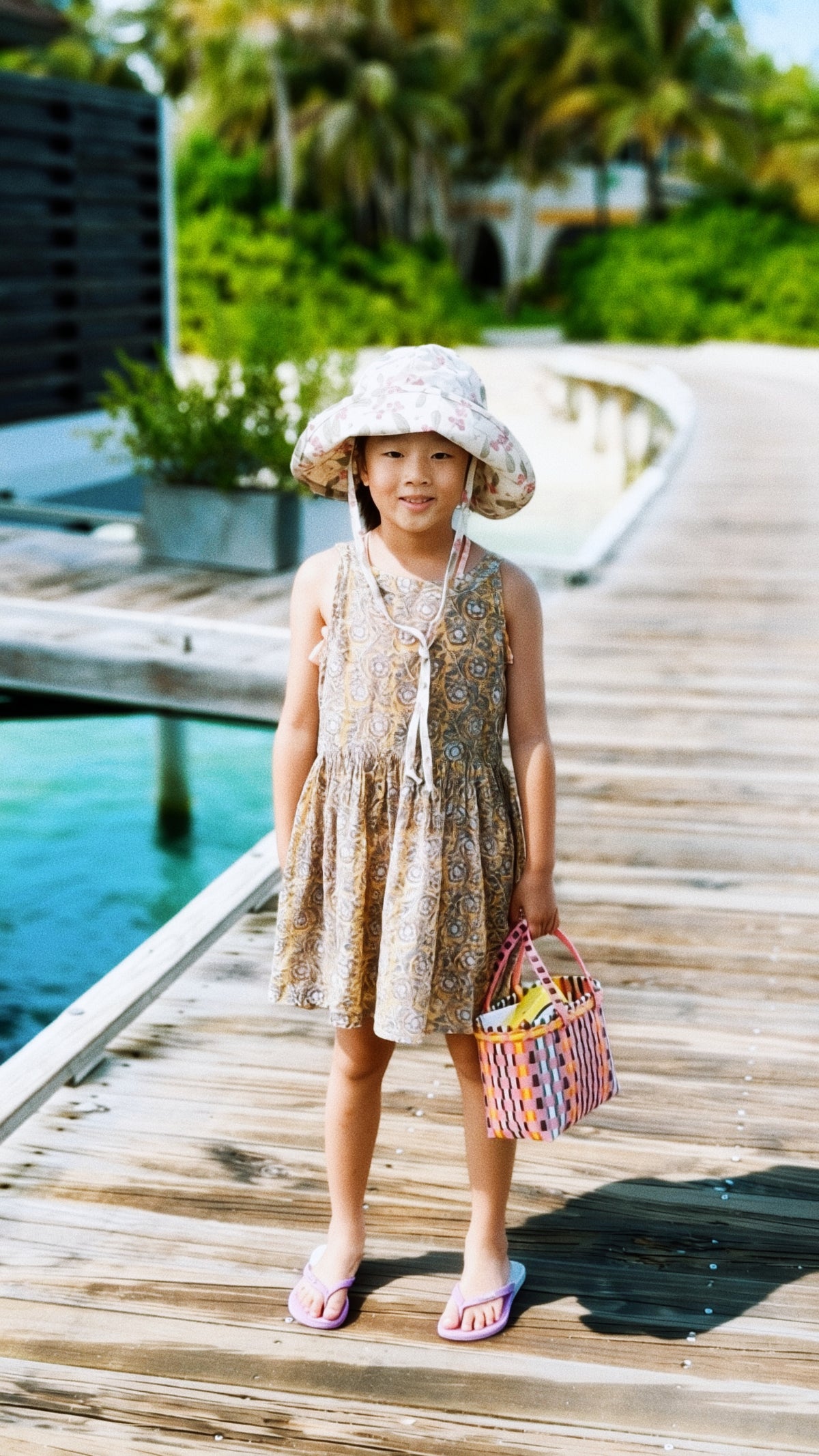 Kids Wide Brim Cotton Summer Sun Hat, Kids Floral Summer Hat