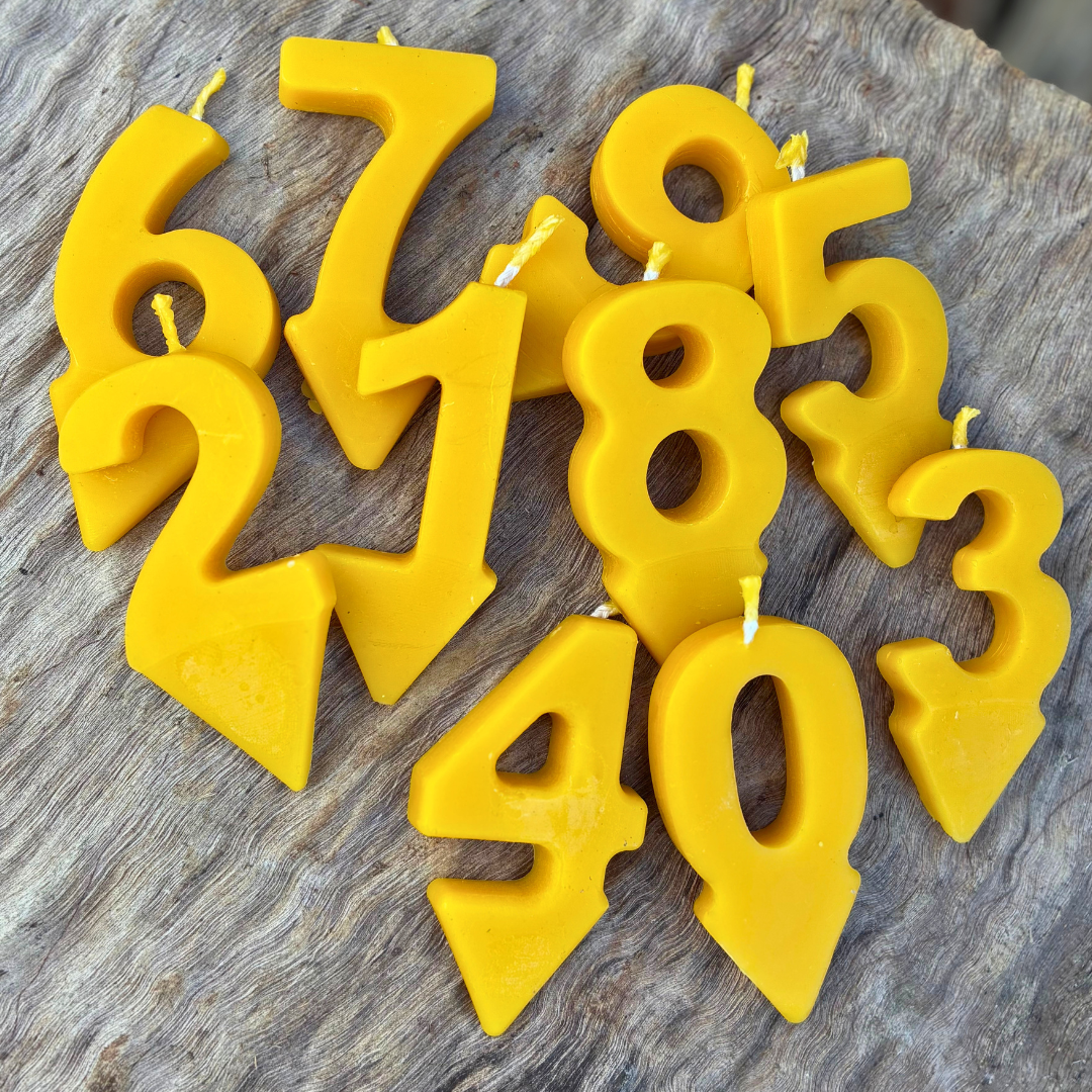 Number Birthday Candles - Food Safe Beeswax