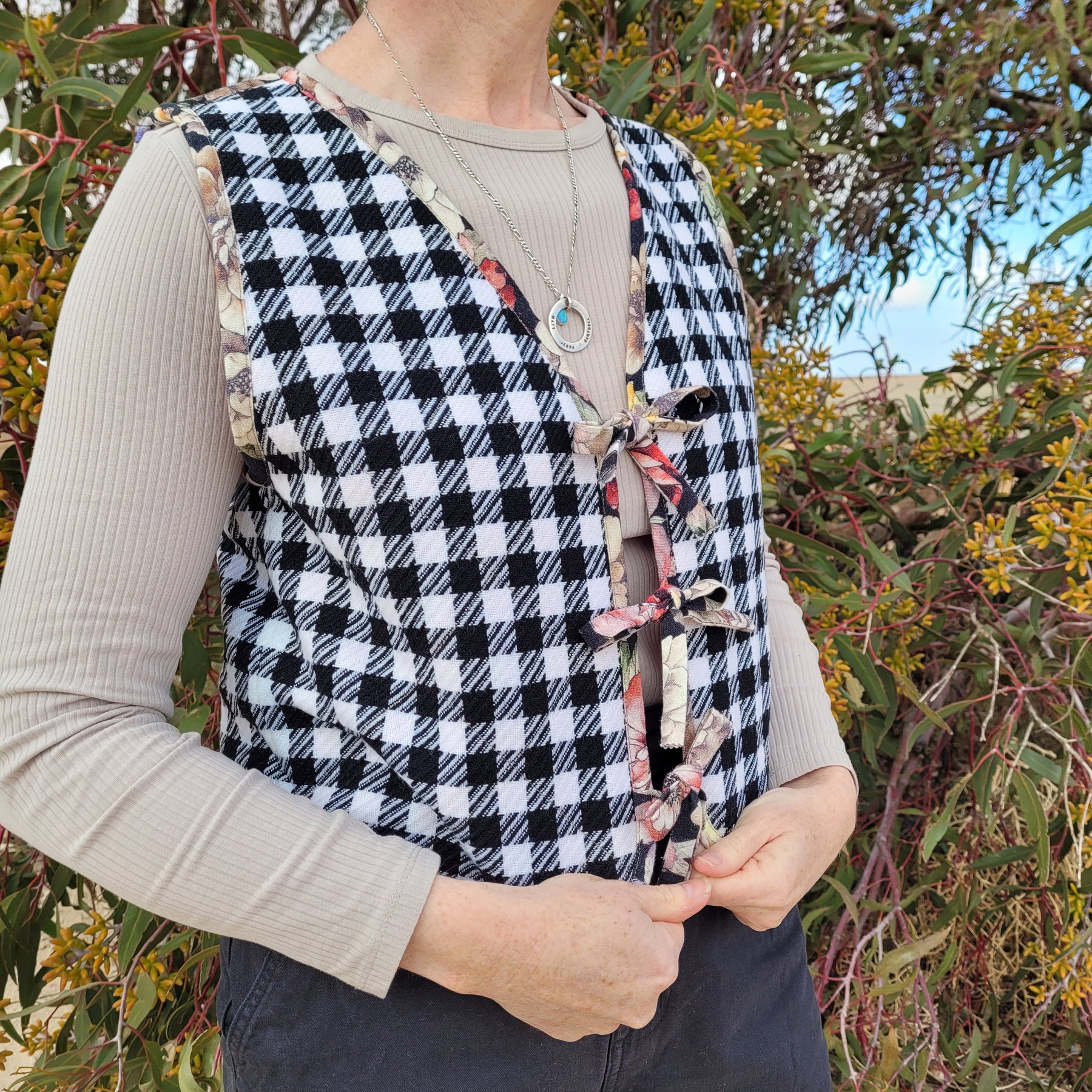Apricot Delight - Reversible Tie Front Vest - M/L