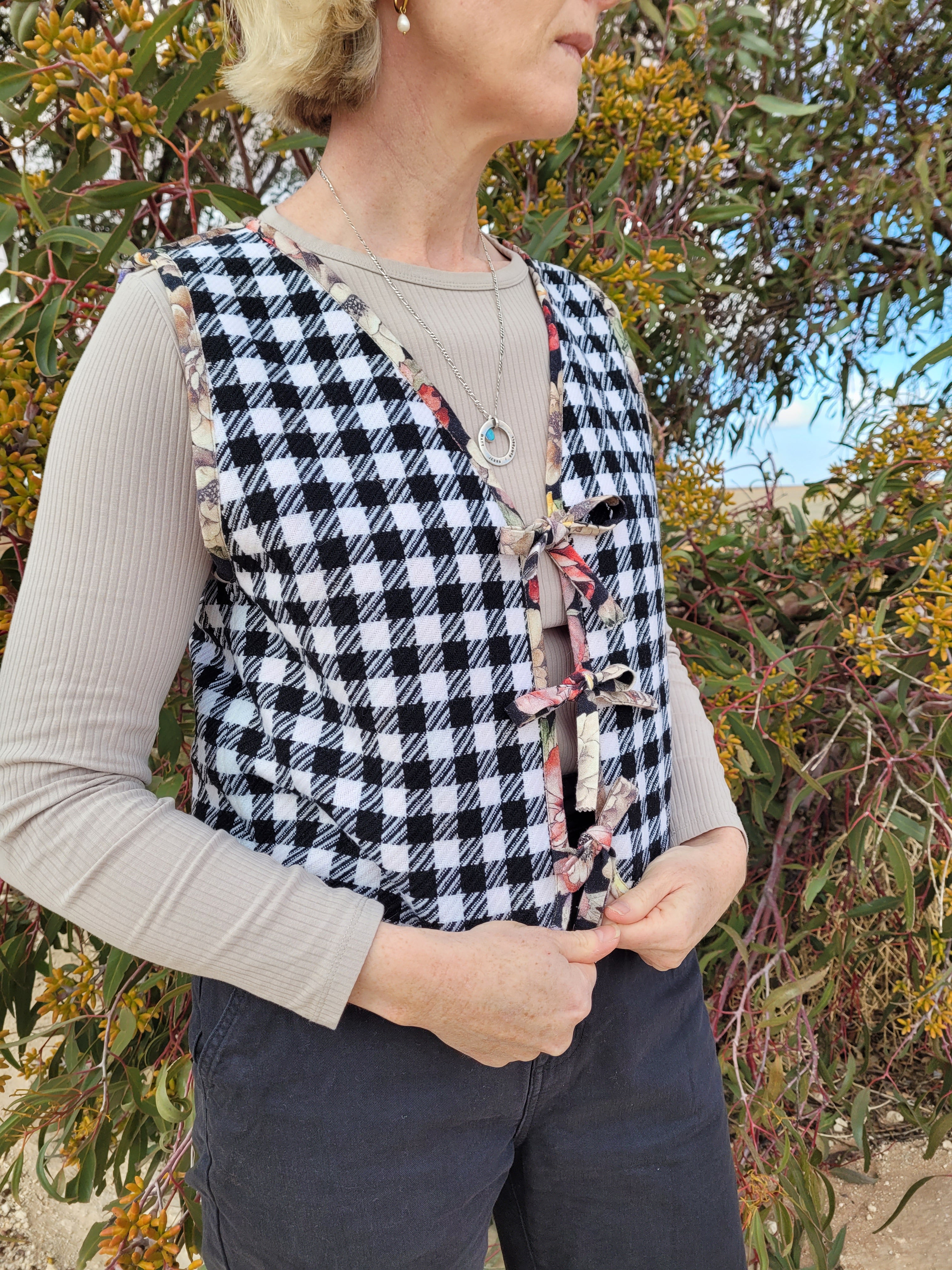 Apricot Delight - Reversible Tie Front Vest - M/L