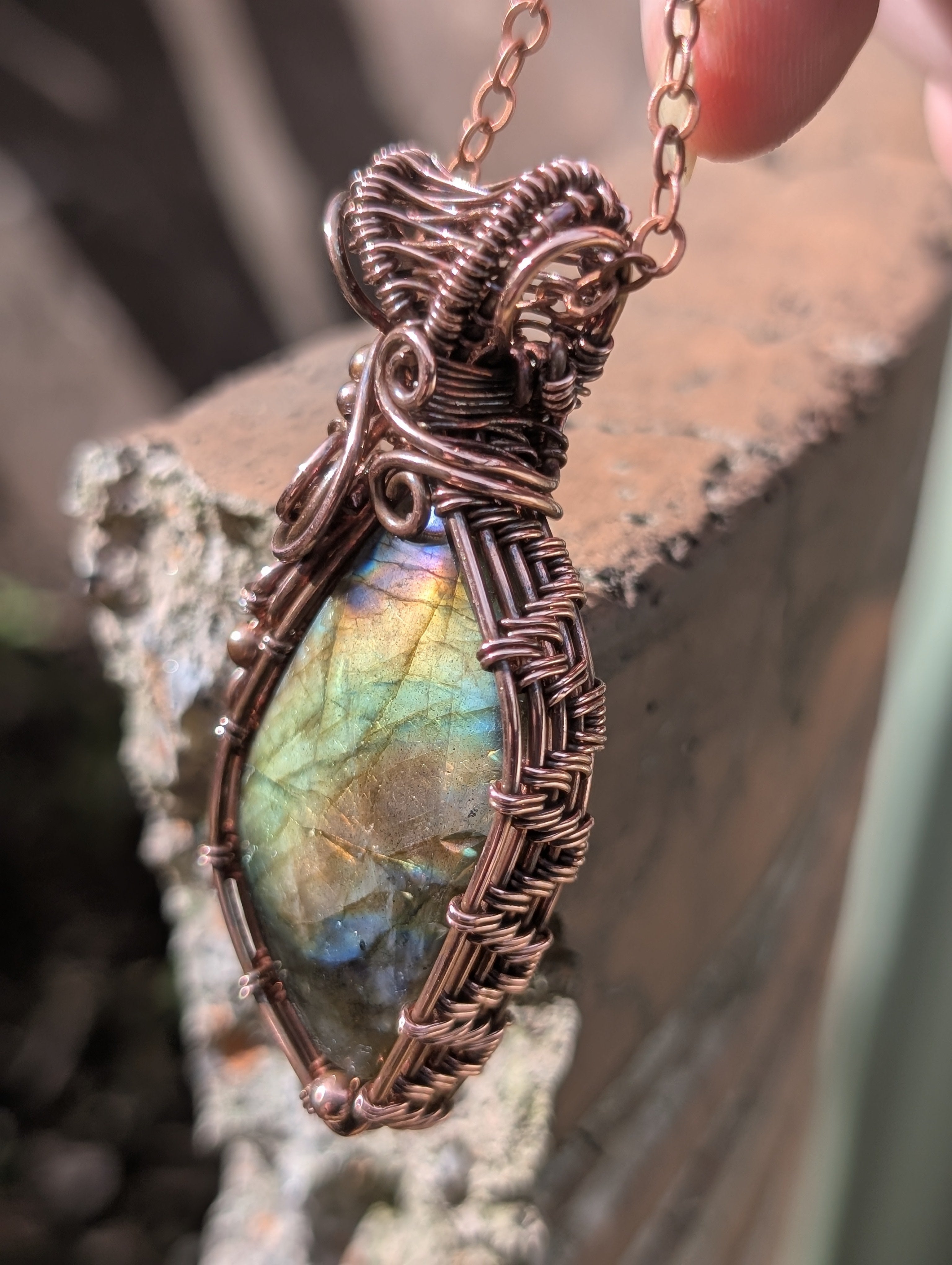 Eos - Labradorite & Oxidised Copper Pendant