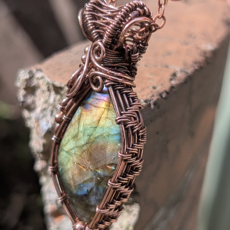 Eos - Labradorite & Oxidised Copper Pendant