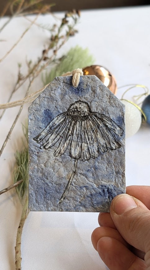 Handmade Paper Botanical Gift Tags – Christmas Collection (Set of 5)