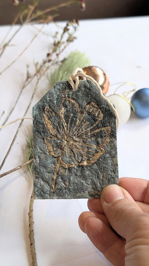 Handmade Paper Botanical Gift Tags – Christmas Collection (Set of 5)