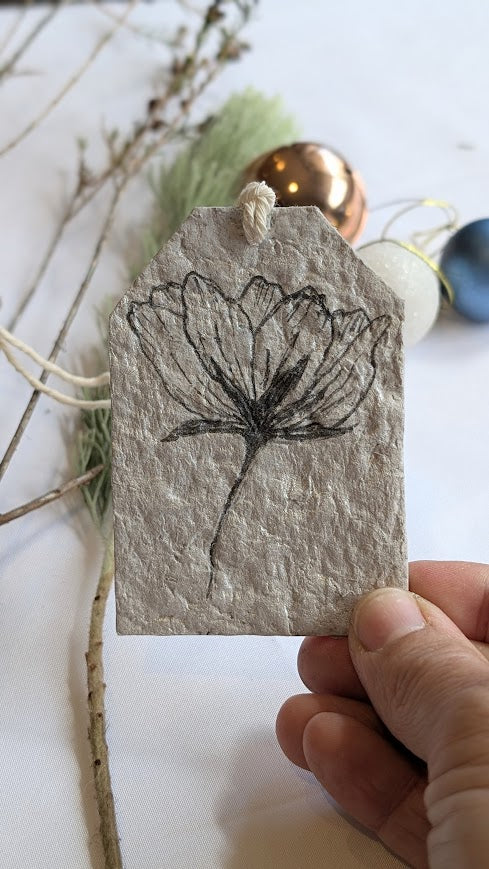 Handmade Paper Botanical Gift Tags – Christmas Collection (Set of 5)