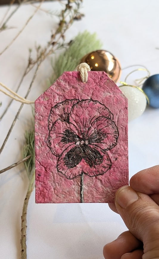 Handmade Paper Botanical Gift Tags – Christmas Collection (Set of 5)
