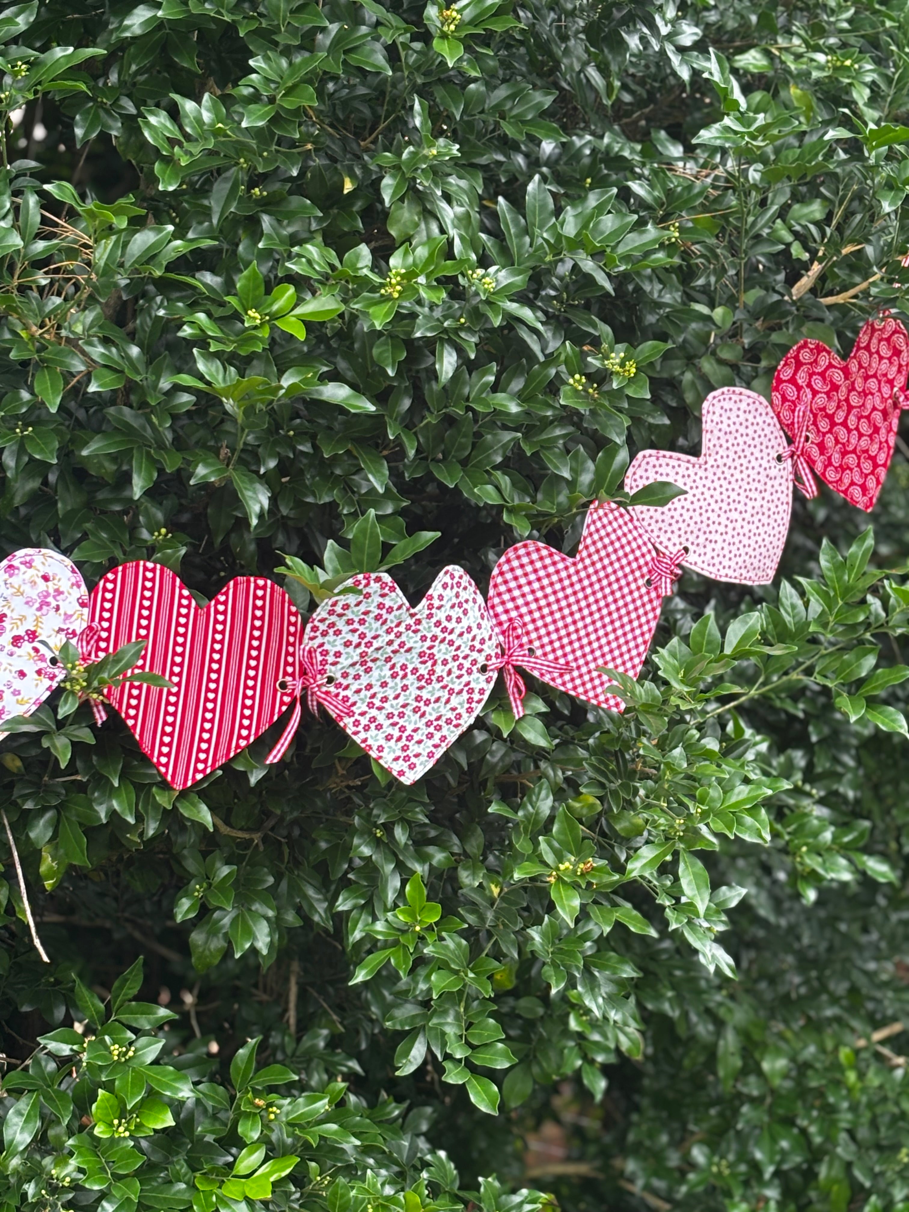 Handmade Fabric Heart Garland Double sided Bunting Decor