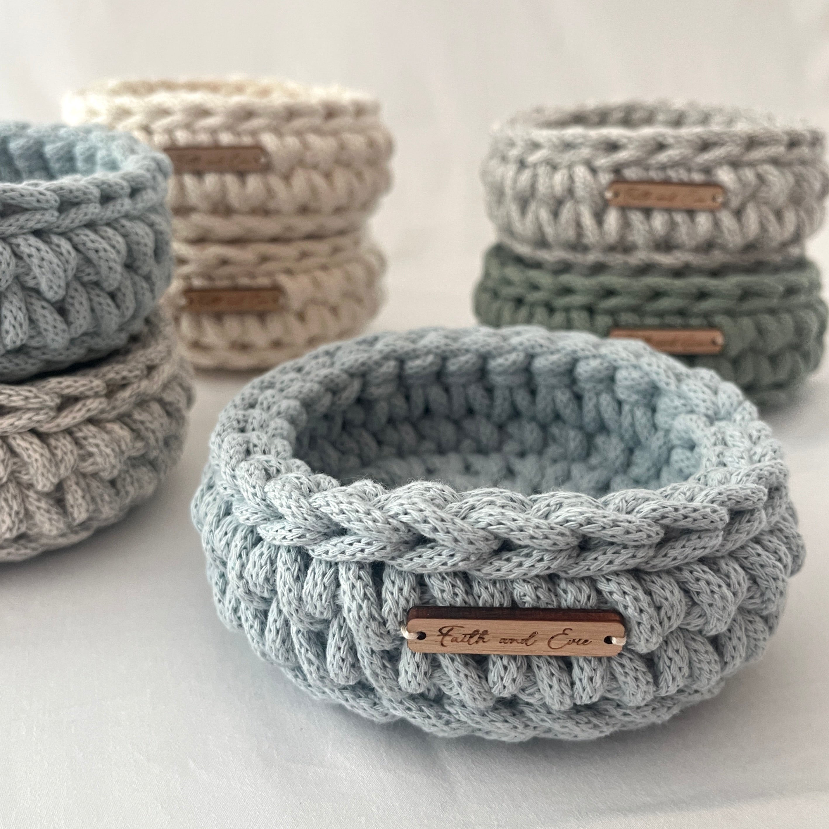 Mini Basket - crocheted - colour Misty