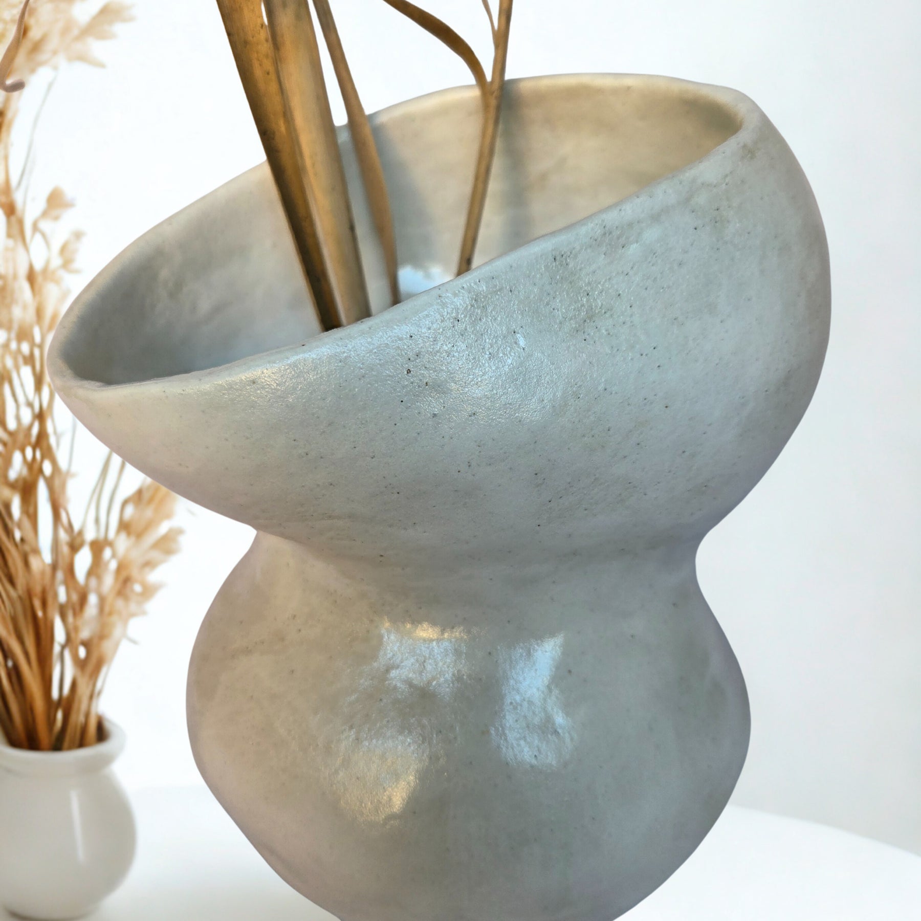 Hand made ceramic Vase. Coil hand built in white stoneware. Waterproof